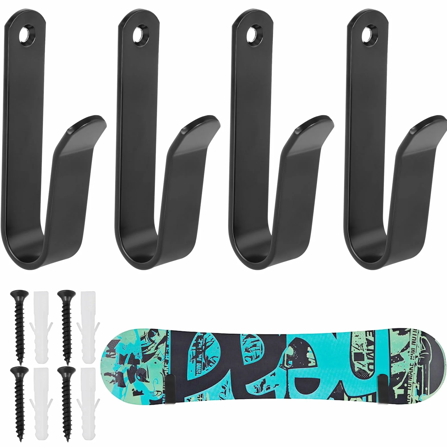 Soporte de Pared para Snowboard Horizontal 4 Piezas Estante de Exhibición