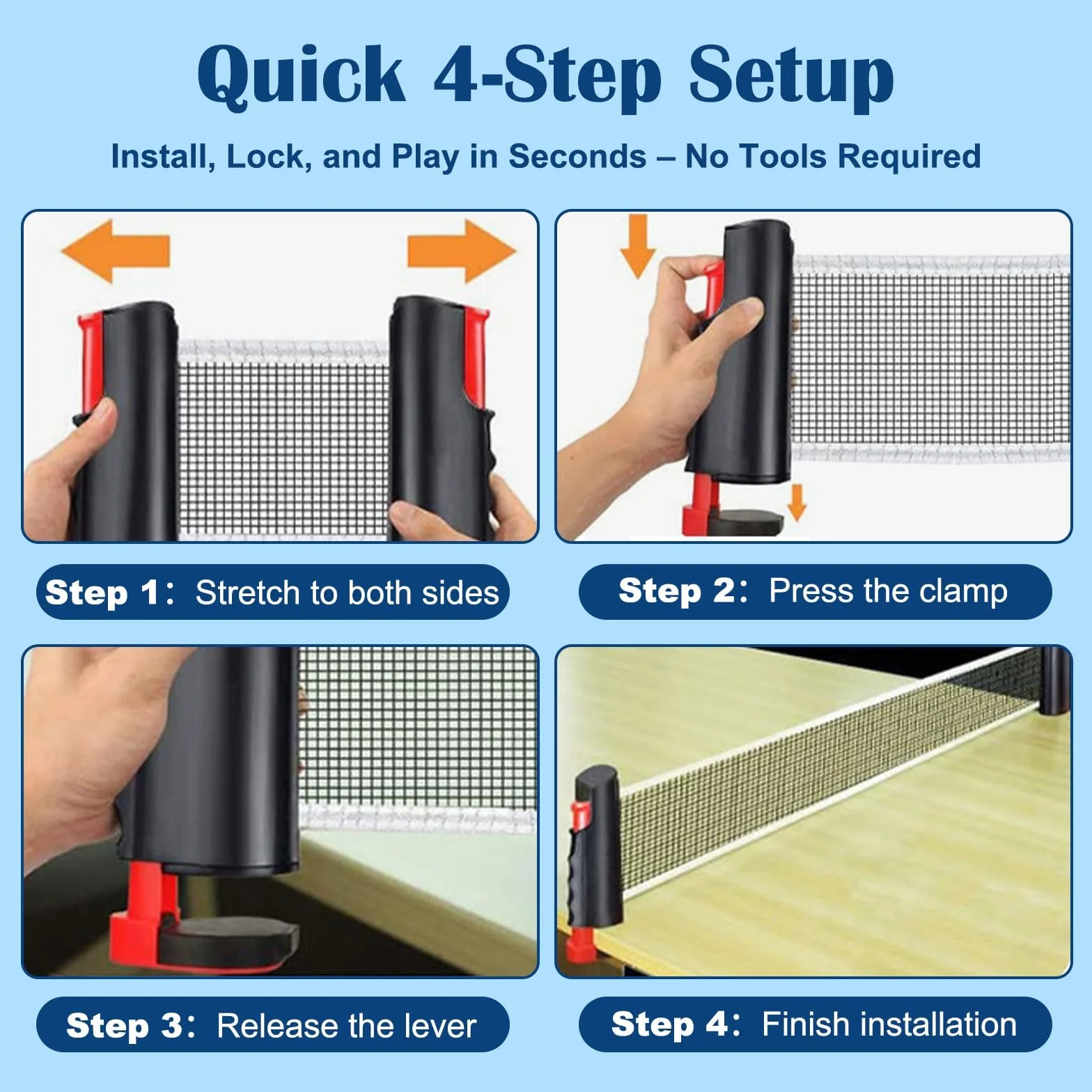 Red de Tenis de Mesa Telescópica Ajustable hasta 170 cm, Portátil Retráctil para Ping Pong