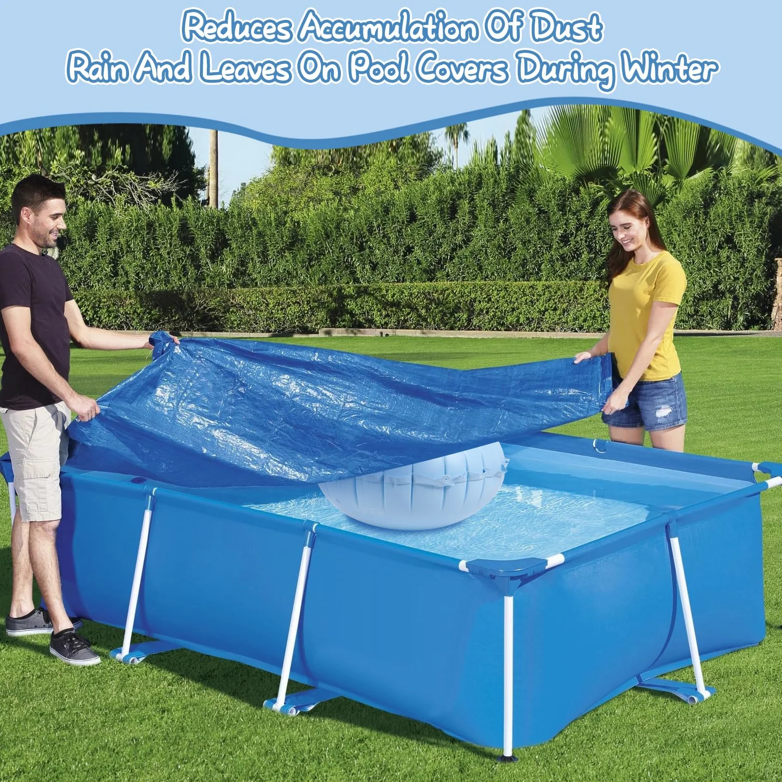 Cojín de invierno grueso de PVC para piscina, tamaño XXL, 120 x 120 cm, impermeable, forma redonda, almohada de aire para piscina, accesorios inflables con válvula de seguridad