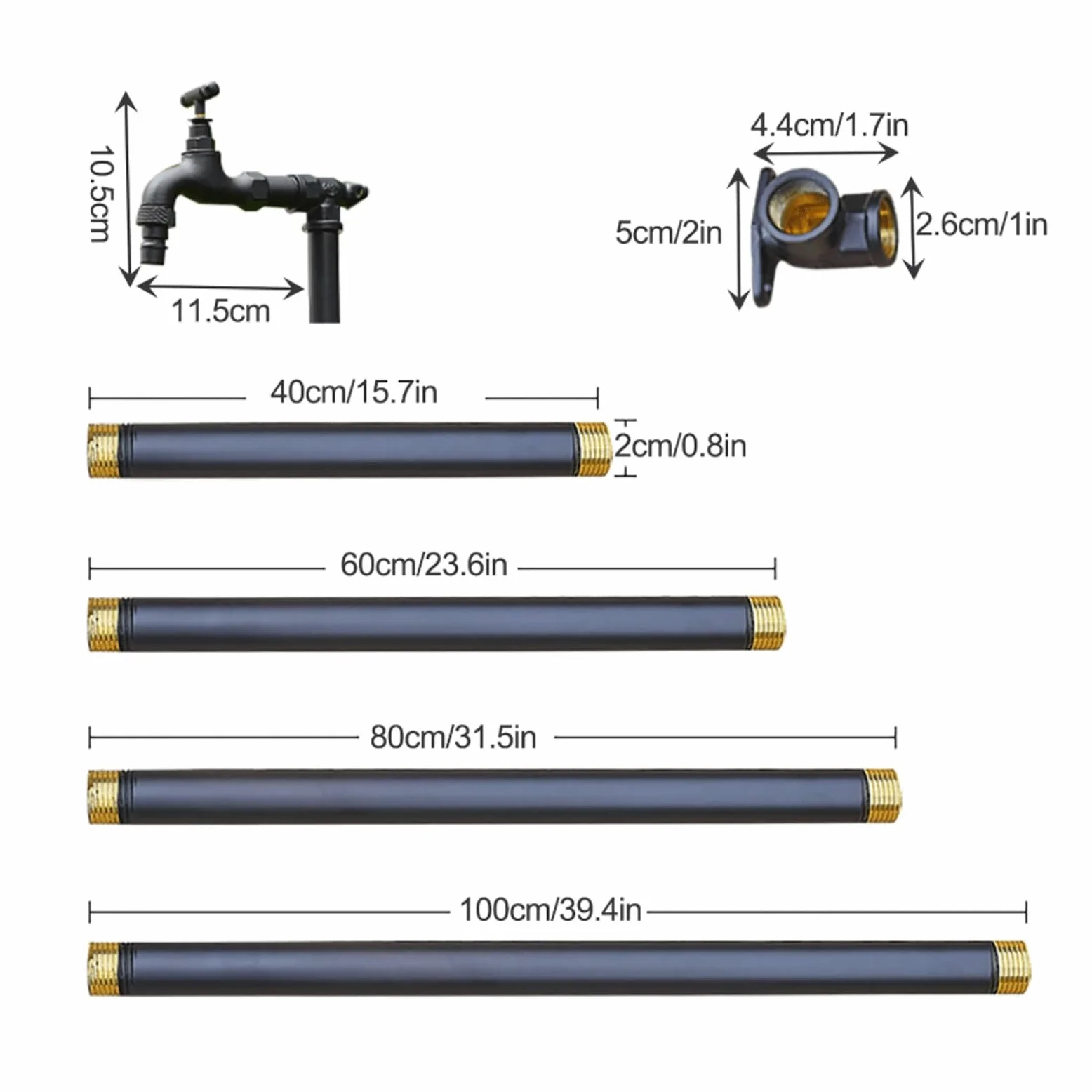 Columna de agua de jardín de cobre independiente con grifo, grifo de agua de latón anticongelante para patio escolar, diseño de ternera, 80 cm de altura, color negro h