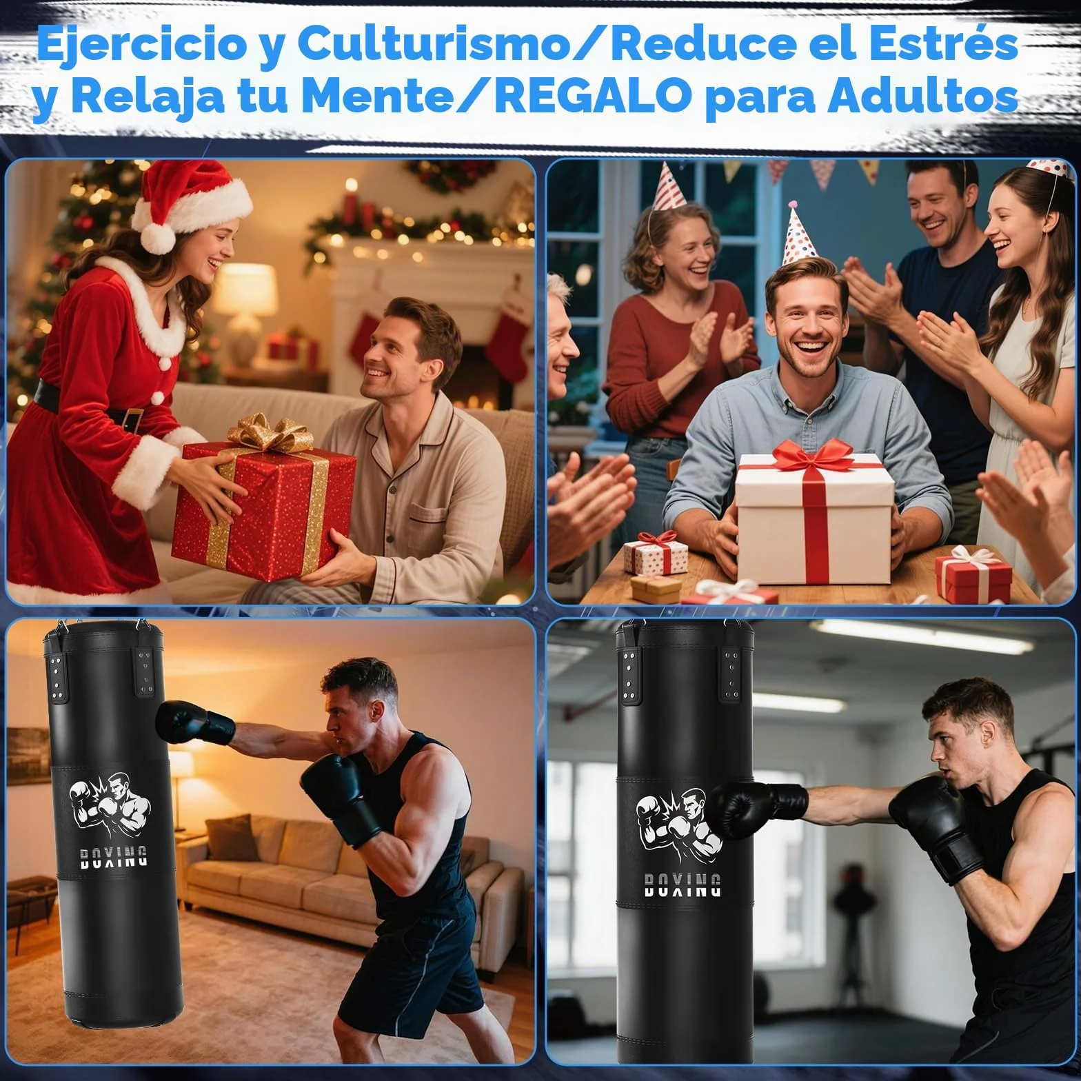Saco de Boxeo Ninonly 120 cm Colgante con Guantes y Cuerda para Saltar