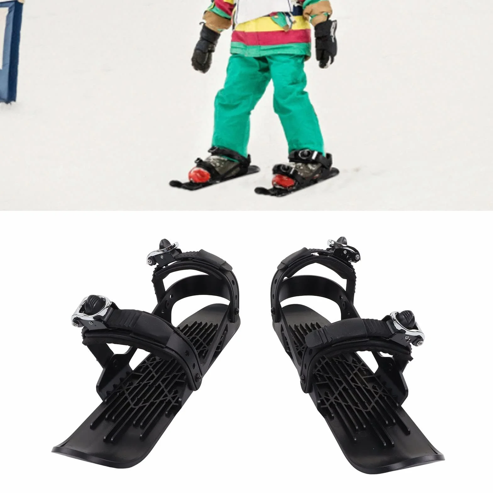 Mini patines de esquí Snowblade tablas ajustables para botas de nieve de descenso (negro)