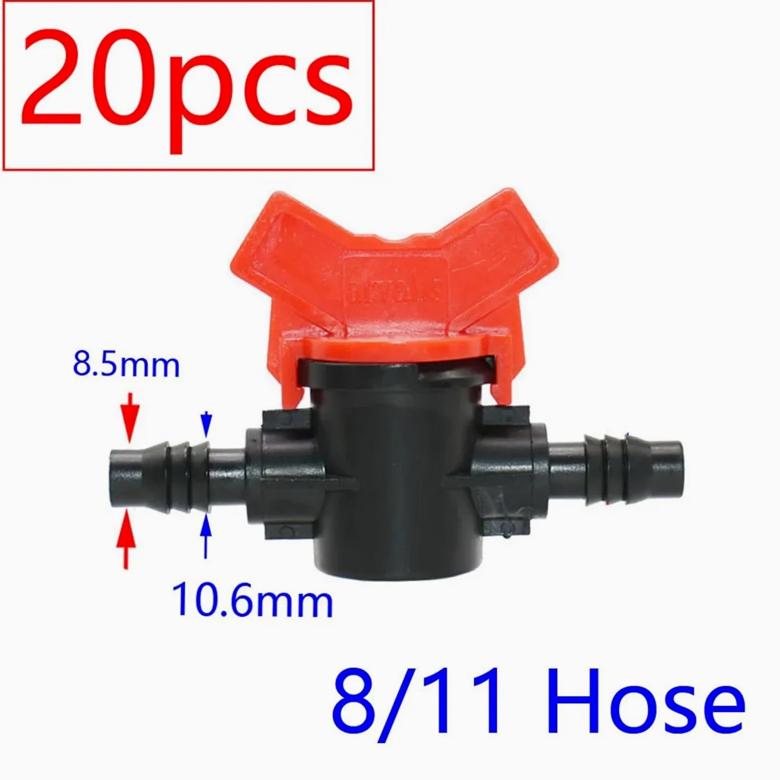 20 válvulas de riego por goteo de 4/7 3/8/10/12/16/20 /25 mm, conector macho de manguera de agua (M)