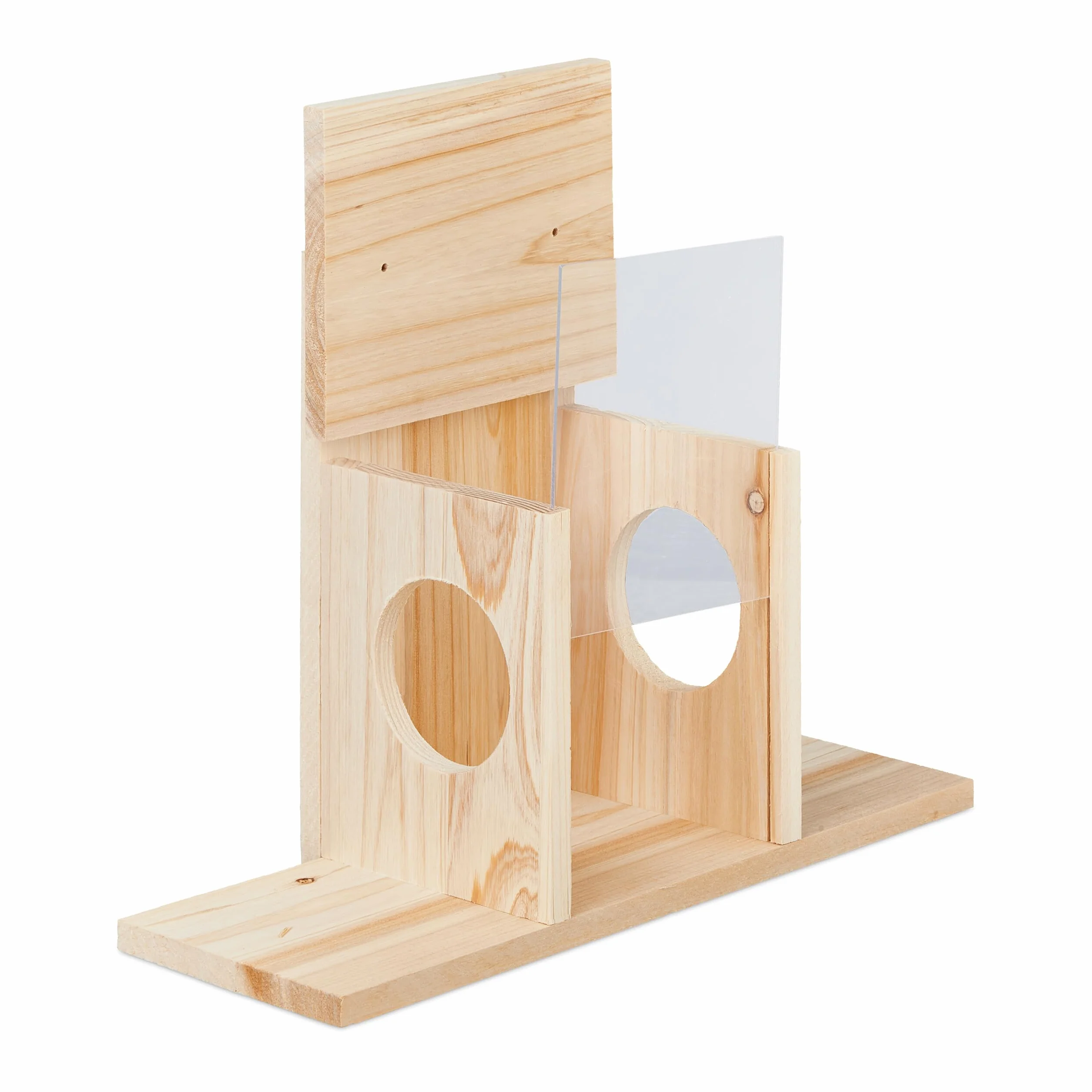 Relaxdays Kit de construcción alimentación Comedero para Ardillas DIY, Casa Alimentadora para Montar, Madera, 2 Entradas y Plataforma, Colgante, Natural, 24 x 35 x 13 cm