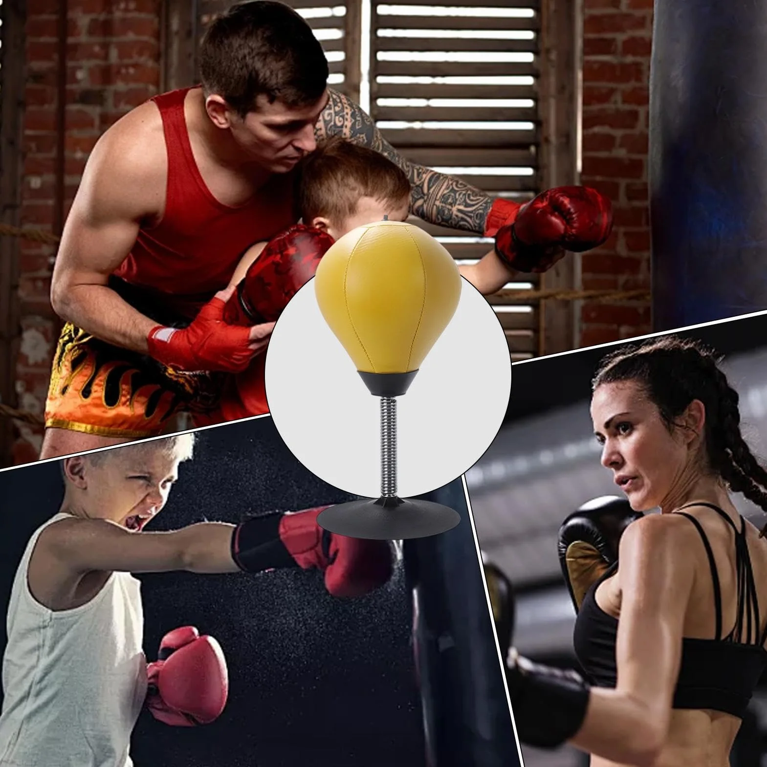 XIAOXIAOYU Saco de Boxeo antiestrés de Mesa con Ventosa - Bolsa de Boxeo Resistente para aliviar el estrés con Bomba