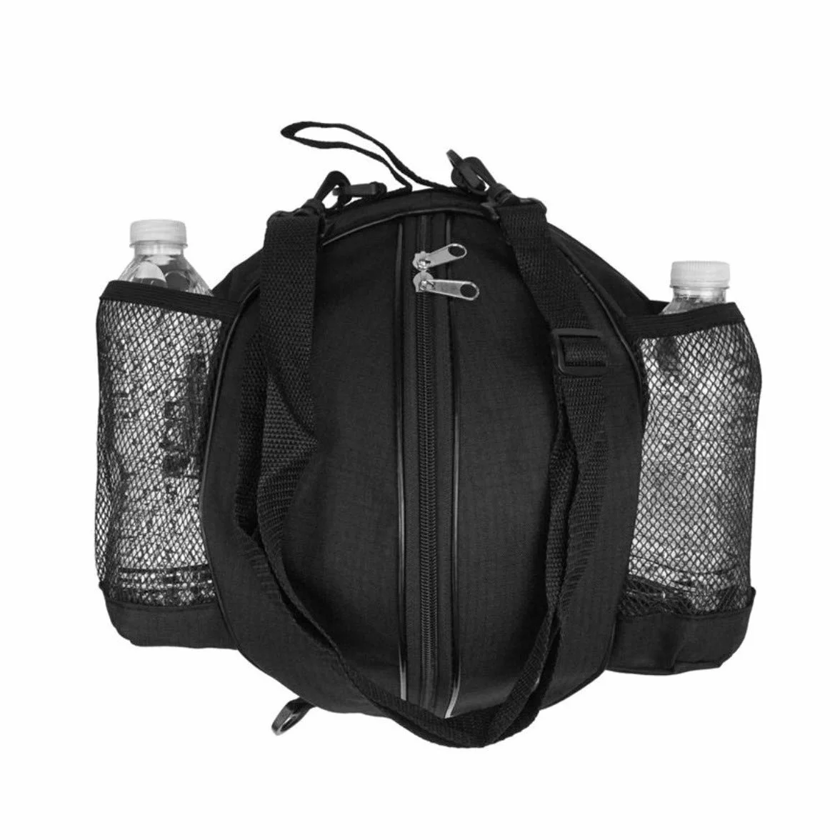 JZK Bolsa Bandolera Baloncesto Voleibol Fútbol Bolsillos Laterales Red Botella Agua Negra