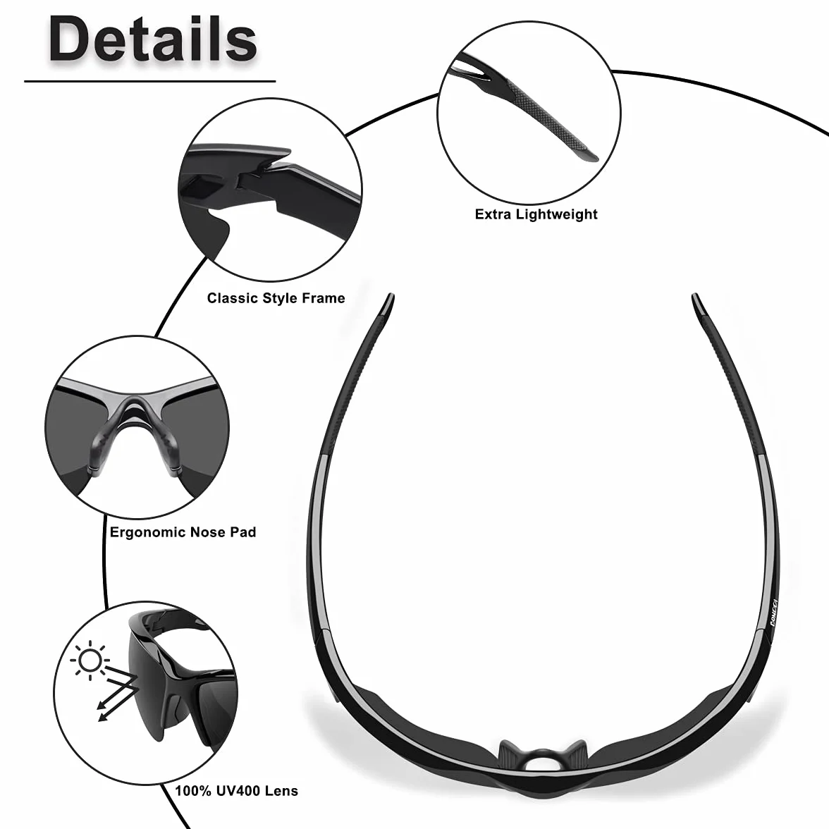 Gafas de Sol Deportivas Polarizadas UV400 TR90 para Hombre Mujer Ciclismo Pesca Golf Running