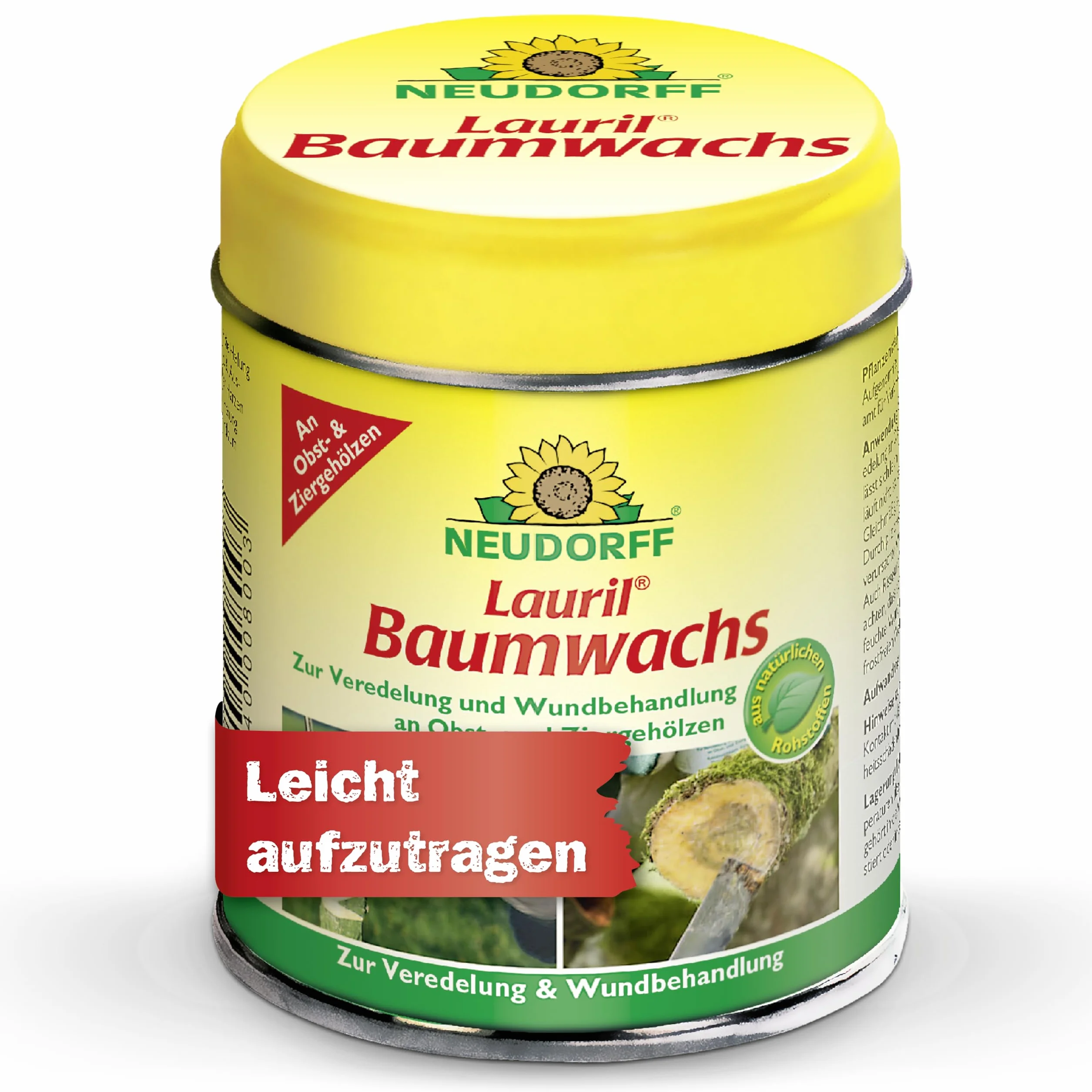 Neudorff Lauril - Cera para árboles lista para usar, cierre de herida para refinar y cicatrizar rápidamente las heridas de frutas y árboles ornamentales, 125 g