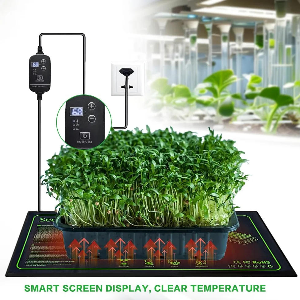 Estera Calefactora Ajustable para Plantas IP68 Impermeable 10x20 Pulgadas 18W