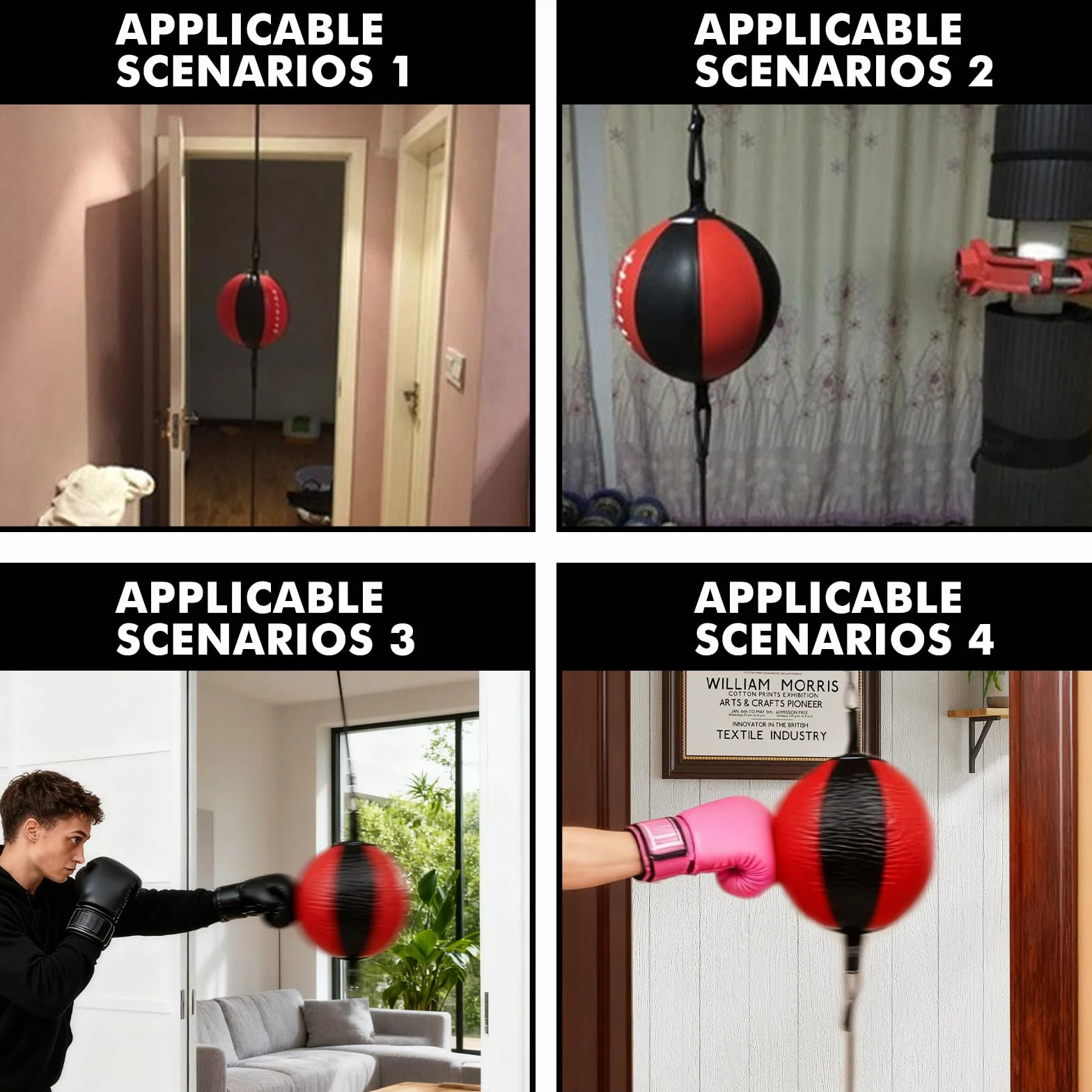 Juego de pelotas de boxeo MMA 20 cm negro rojo con bomba y cierres
