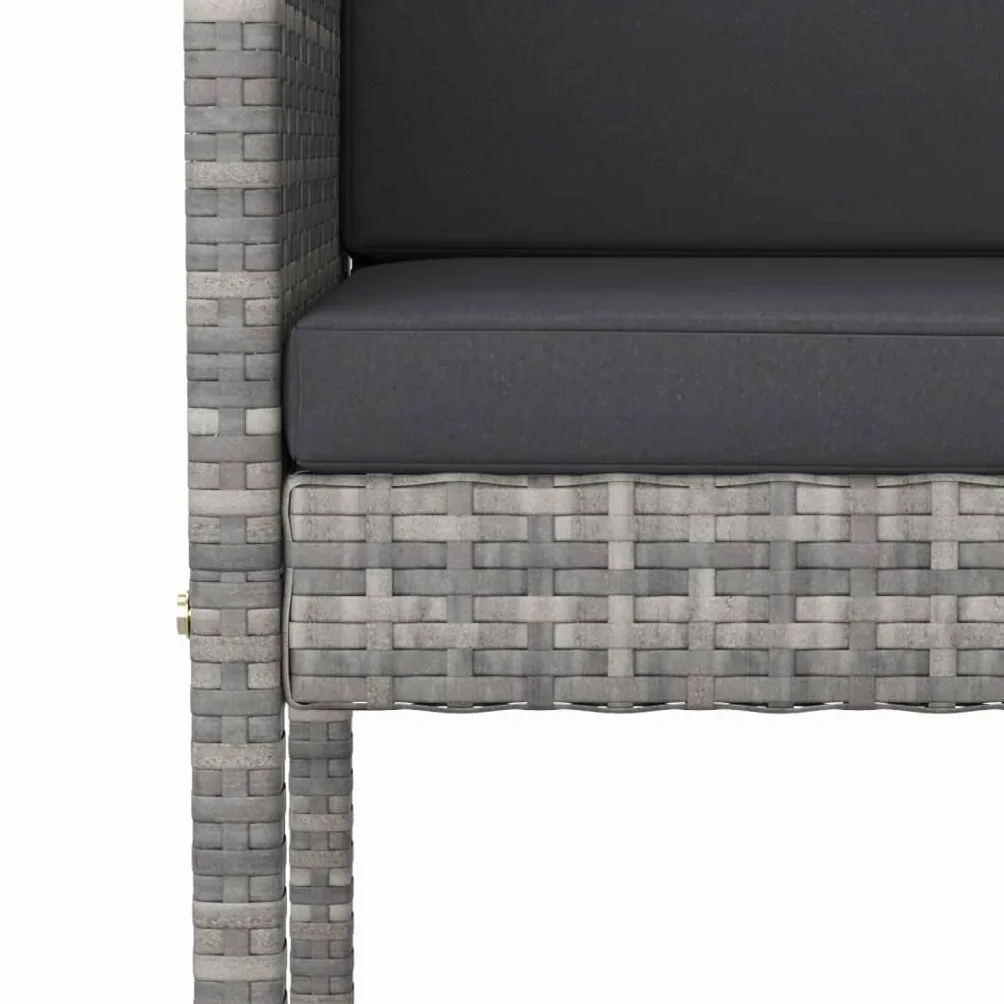 vidaXL Set de Muebles Bar Jardín 3 Piezas y Cojines Mesa Silla Asiento Patio Terraza Balcón Barra Bistró Muebles Mobiliario Ratán Sintético Gris