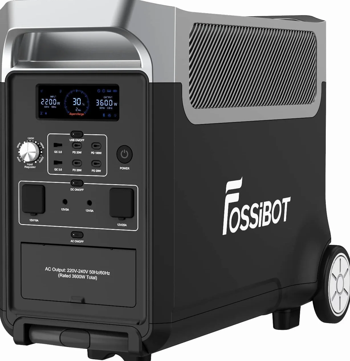 FOSSiBOT F3600 Pro Estacion de Energia Portatil, Batería LiFePO4 de 3840 WH, Ampliable hasta 11,52 kwh, Salida de CA de 3600 W, Entrada Solar de 2000 W, Generador Solar Portatil el Acampada, Camping