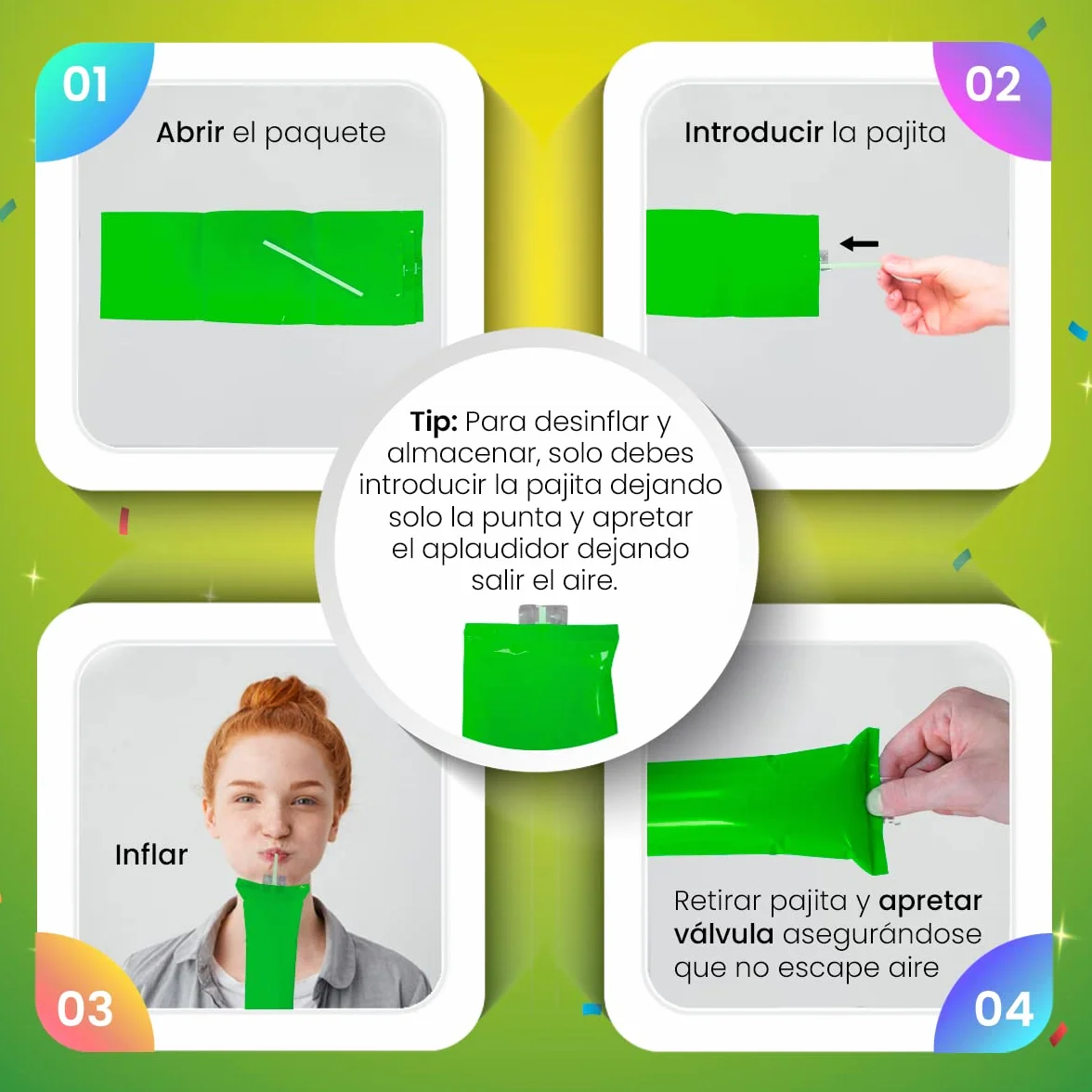 Thunder Sticks Inflables Aplaudidores Hinchables Reutilizables Pack 25 Pares para Animación Deportiva