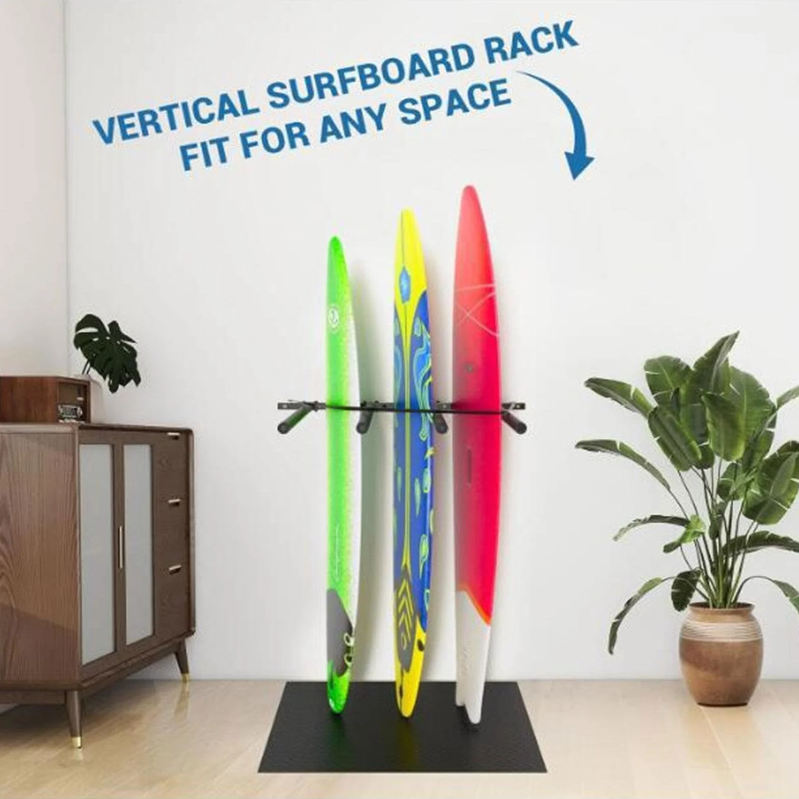 Soporte Vertical Tabla Surf Estante Exhibición Mural Acero Ajustable Correas Elásticas Longboards Shortboards Skateboards Organizador Pared