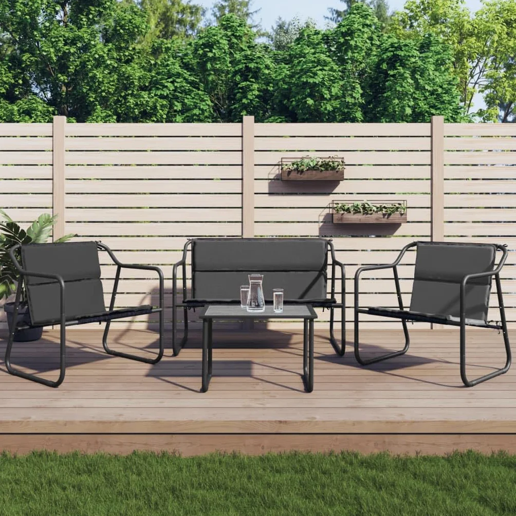 ZEYUAN Juego Muebles de jardín 4 pzas y Cojines Acero Gris Antracita, Conjunto Jardin Exterior, Conjunto Terraza, Muebles Jardin Exterior, Sofá Exterior, Muebles Terraza Outlet, 3186934