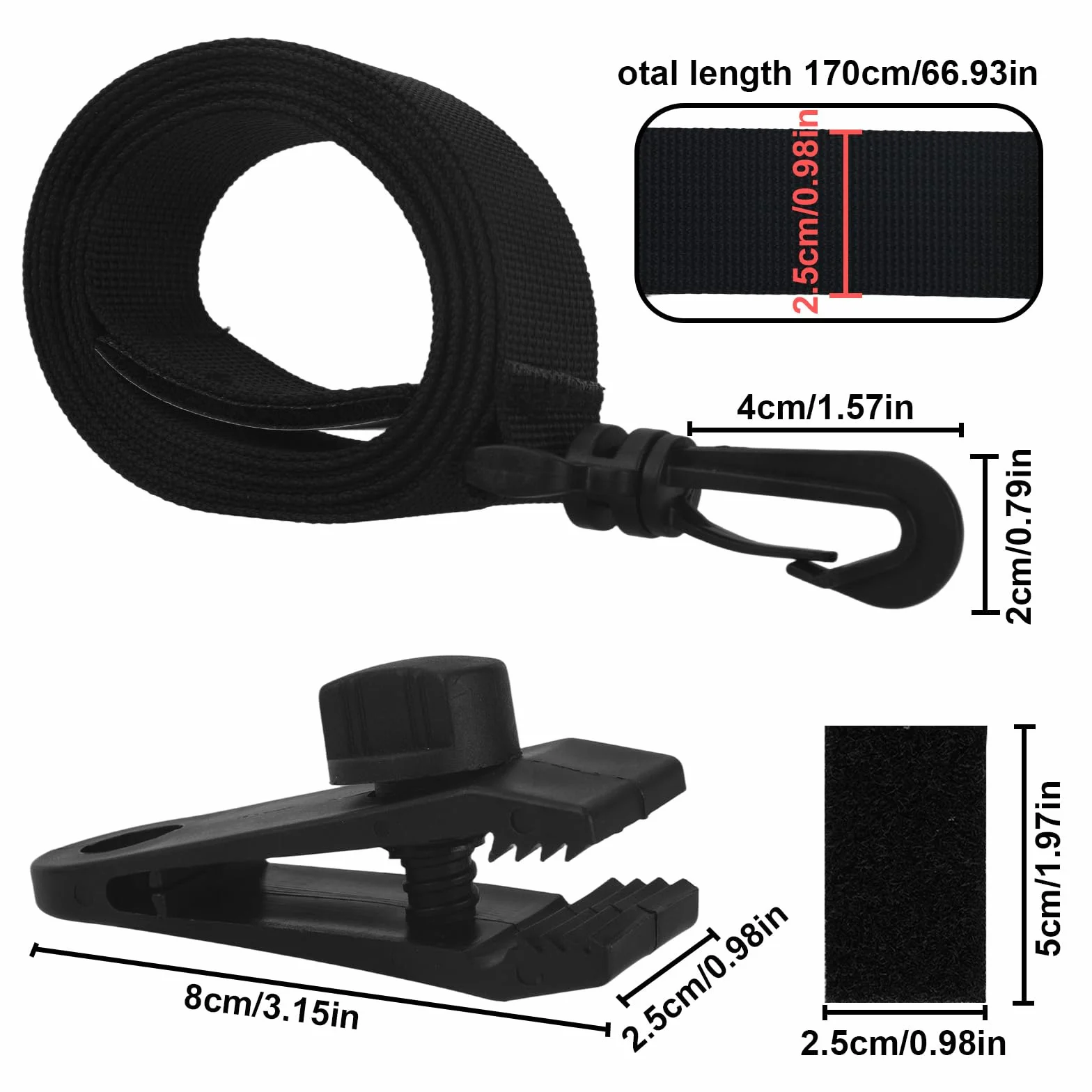 Tinoaly 24 Piezas Kit para Enrollar Cubiertas Solares Piscina, Correas para Manta Solar de Piscina Enterrada 8 Correas con Gancho Clips y 8 Cierres de Contacto