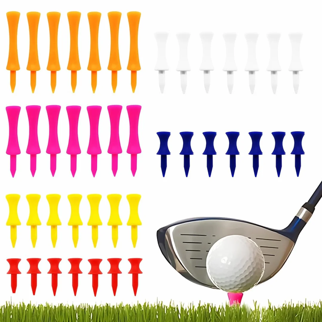 Tees de golf de plástico irrompibles, paquete de 48 unidades de 32-70 mm, fricción reducida y liberación lateral