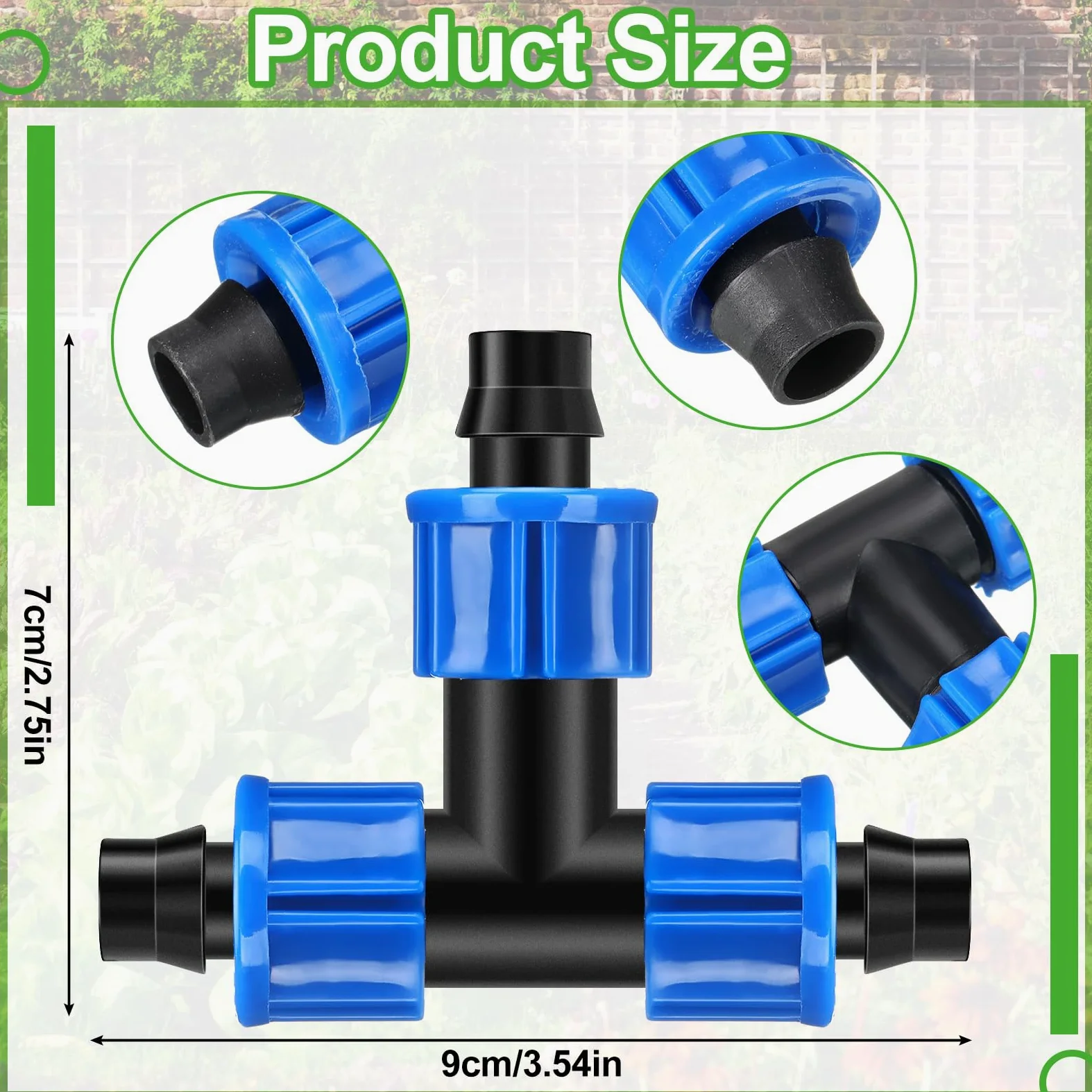 Tujoe 50 piezas de accesorios en T de riego por goteo de 5/8 pulgadas, conector universal en T, accesorios de tubería de línea de goteo, accesorios de púas compatibles con la mayoría de sistemas de