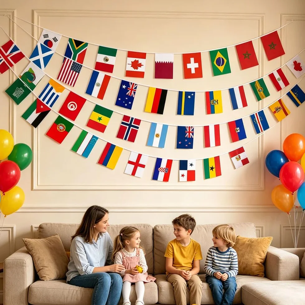 Banderines de 2026 Fútbol de Copa Mundial, Banderas de Mundo 48 Países, Artículos para Aficionados al Fútbol del Mundial 2026, para Fiestas de Fútbol, Bares (14 * 21CM)