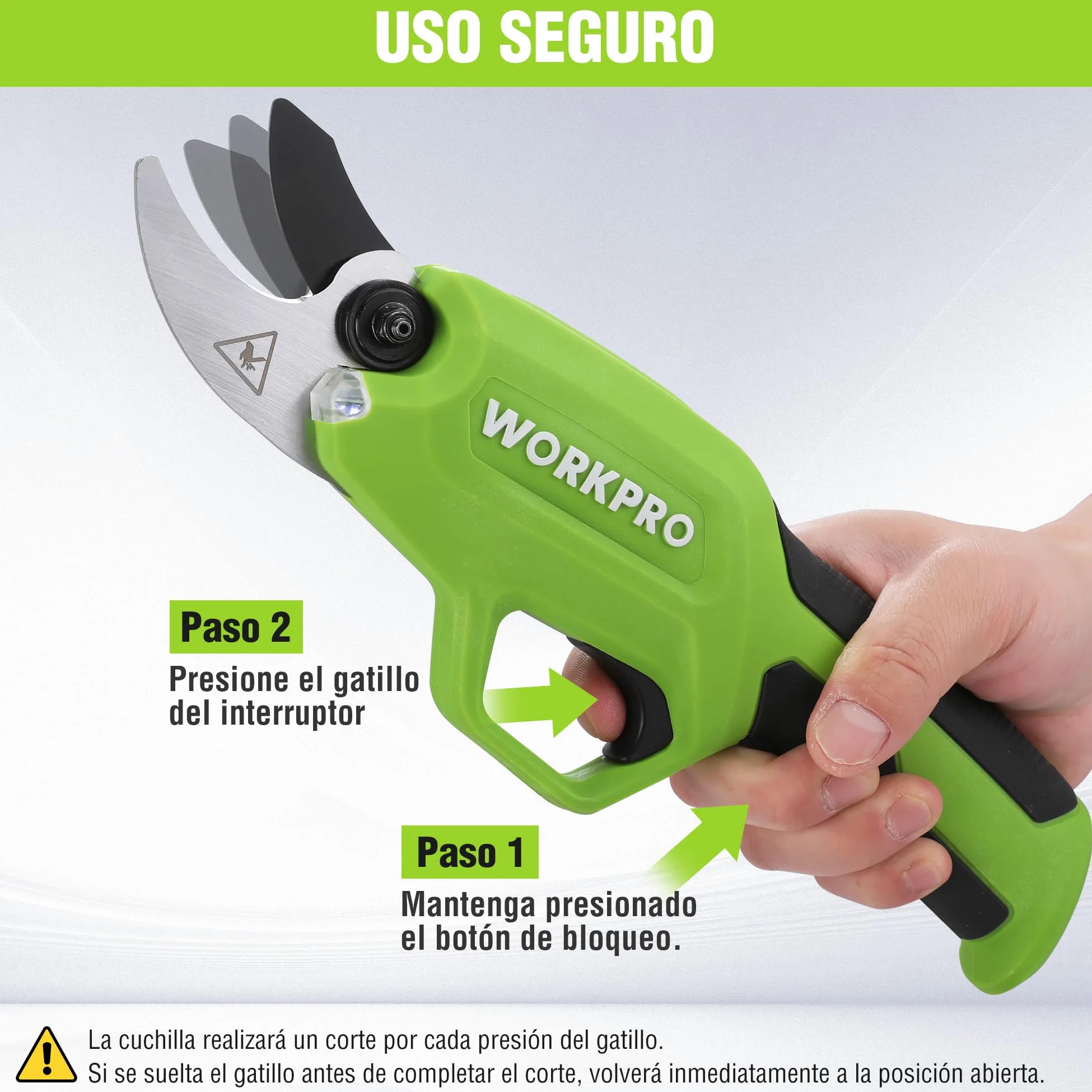 WORKPRO Tijeras de Podar Eléctricas Inalámbricas 7,2 V 2000 mAh