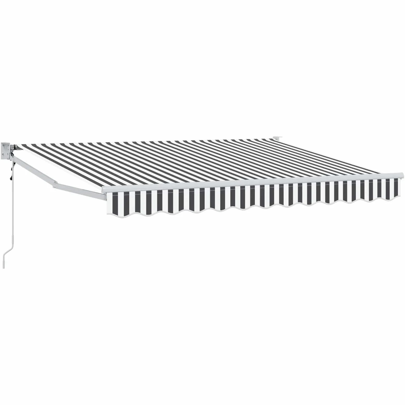 Toldo eléctrico articulado de 3,5 x 2 m, toldo con motor y manivela para terraza y balcón, montaje en pared, antracita y blanco, acero y aluminio