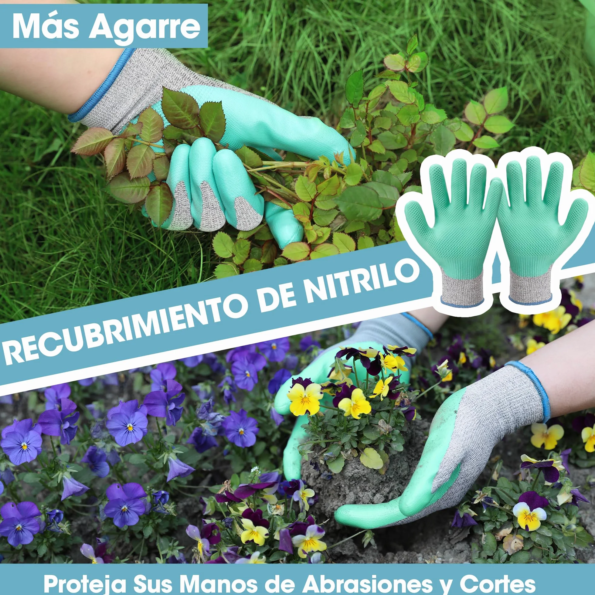 WORKPRO Herramientas Jardineria 4PC, Juego de Herramientas para Jardín con Rastrillo, Pala de Mano, Tijeras de Podar, Guantes, Estampado Floral