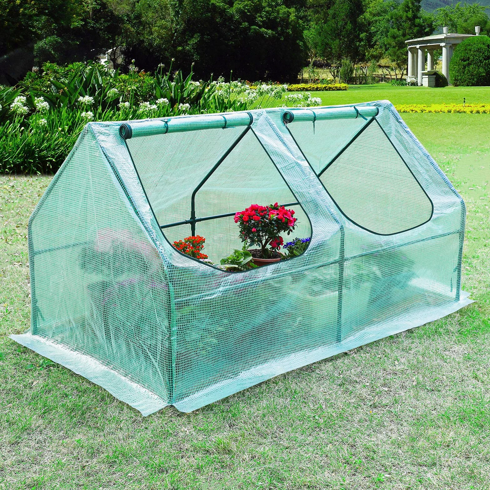 YORBAY Invernadero de Jardín Plastico Invernadero Pequeño para Jardín Tomates Terraza Cultivo de Plantas, Techo Puntiagudo, Verde, 180x90x90cm