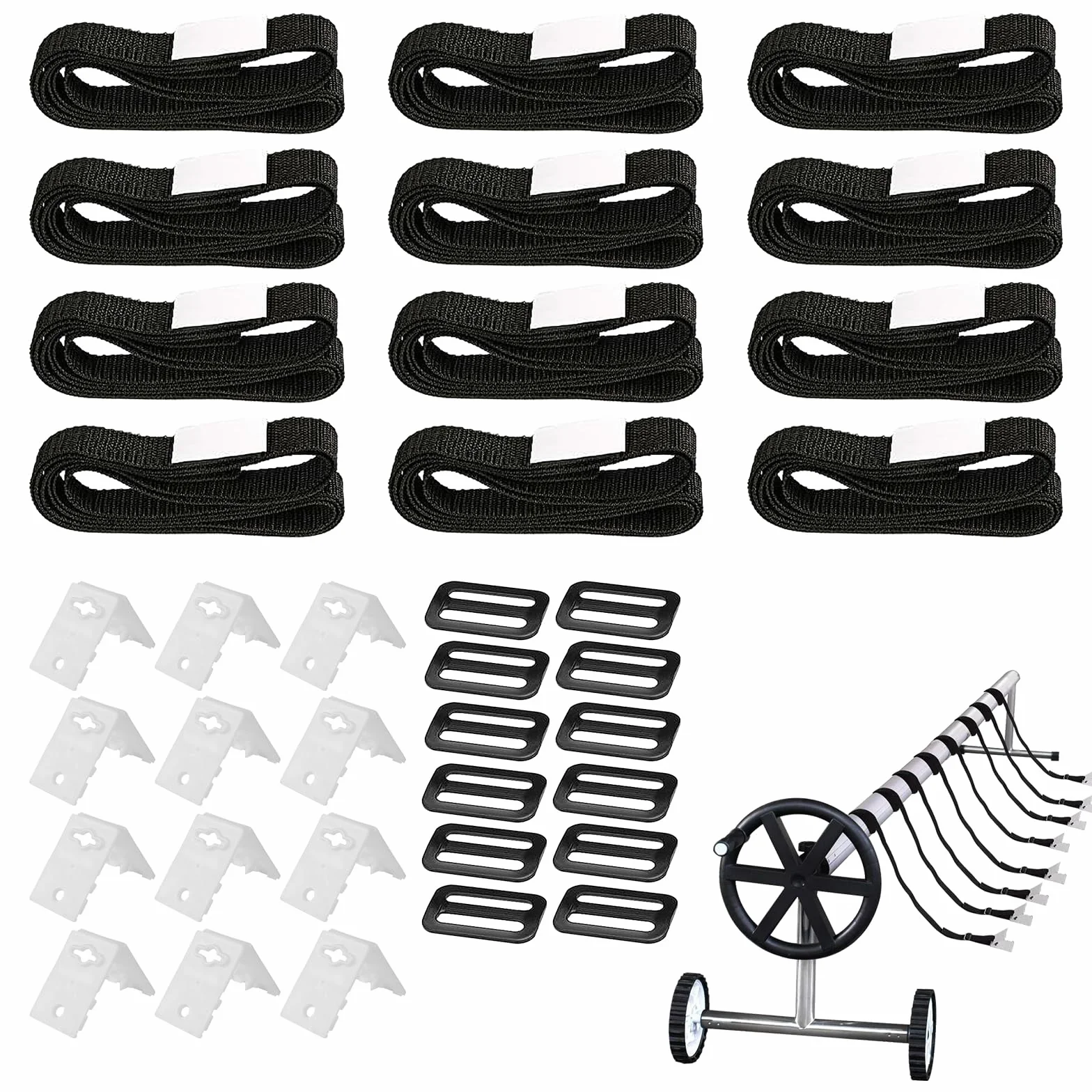 BORDEAG 12 Piezas Kit De Fijación De Cubierta Solar para Piscina, Enrolladores De Piscina para Película Solar, Enrolladores Cobertor De Piscina, Accesorios Fijos Universales para Piscinas Universales