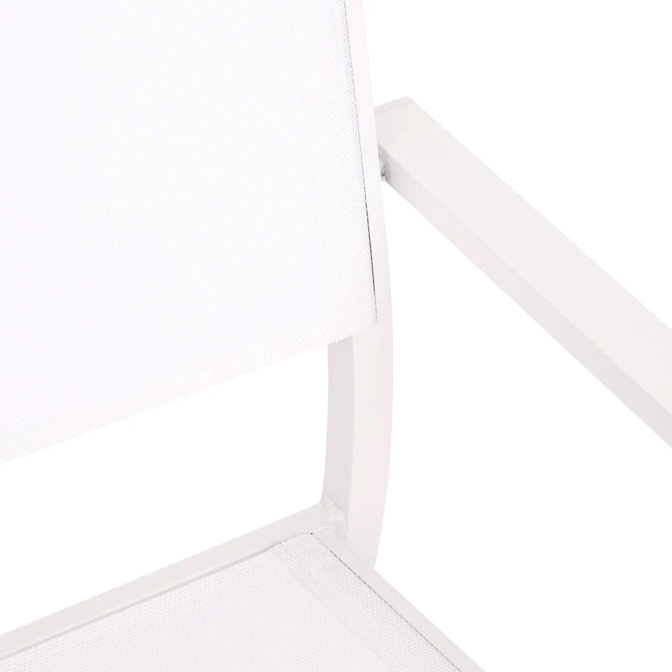 MONTY Set de 2 Sillas Thais de Aluminio Blanco y Textileno Blanco, Elegantes, Apilables, Ligeras y Resistentes, Tratamiento anticorrosión para Exteriores, de 56x56x86 cm