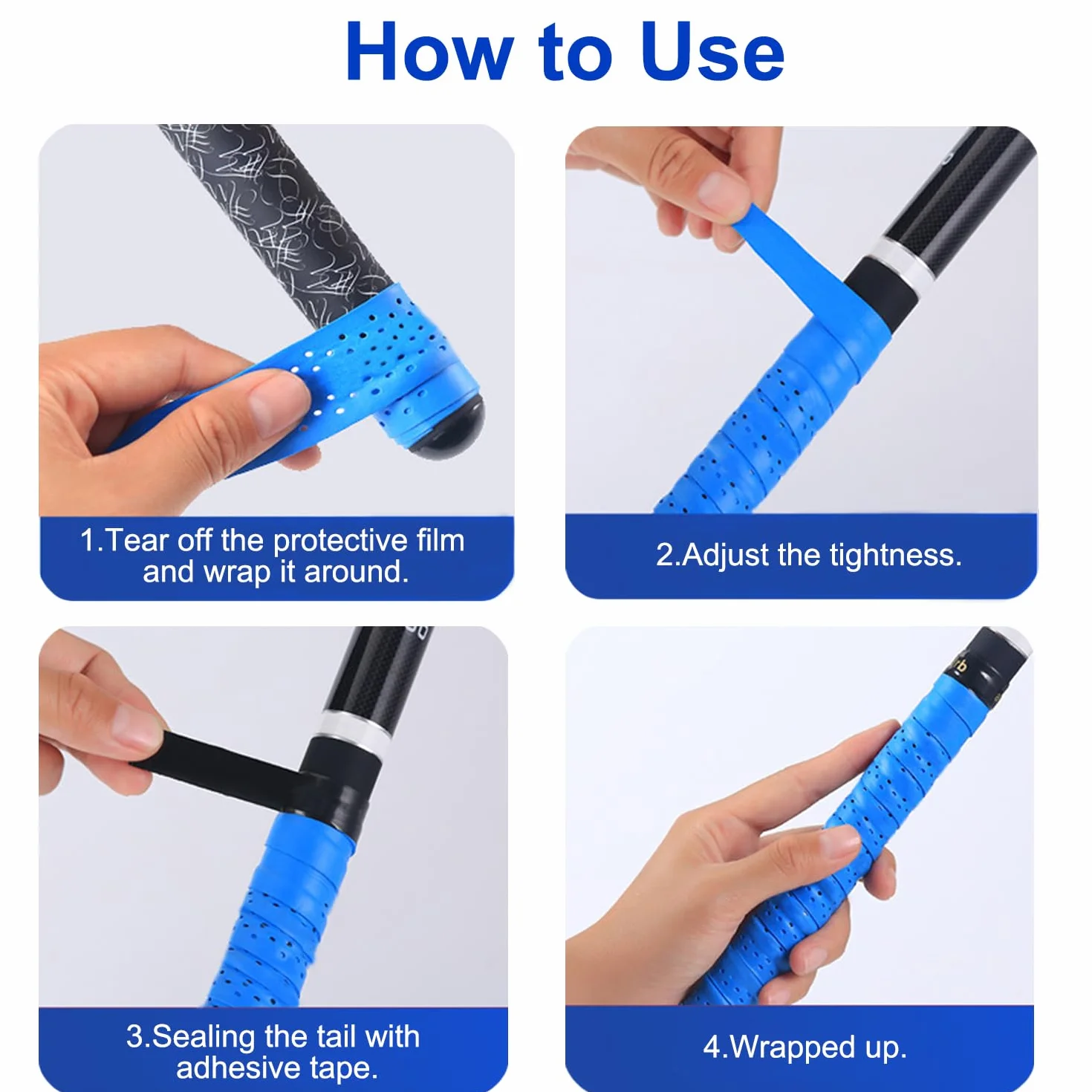 Cintas de Agarre de Raqueta Antideslizantes 6 Piezas Overgrips Padel Tenis Bádminton