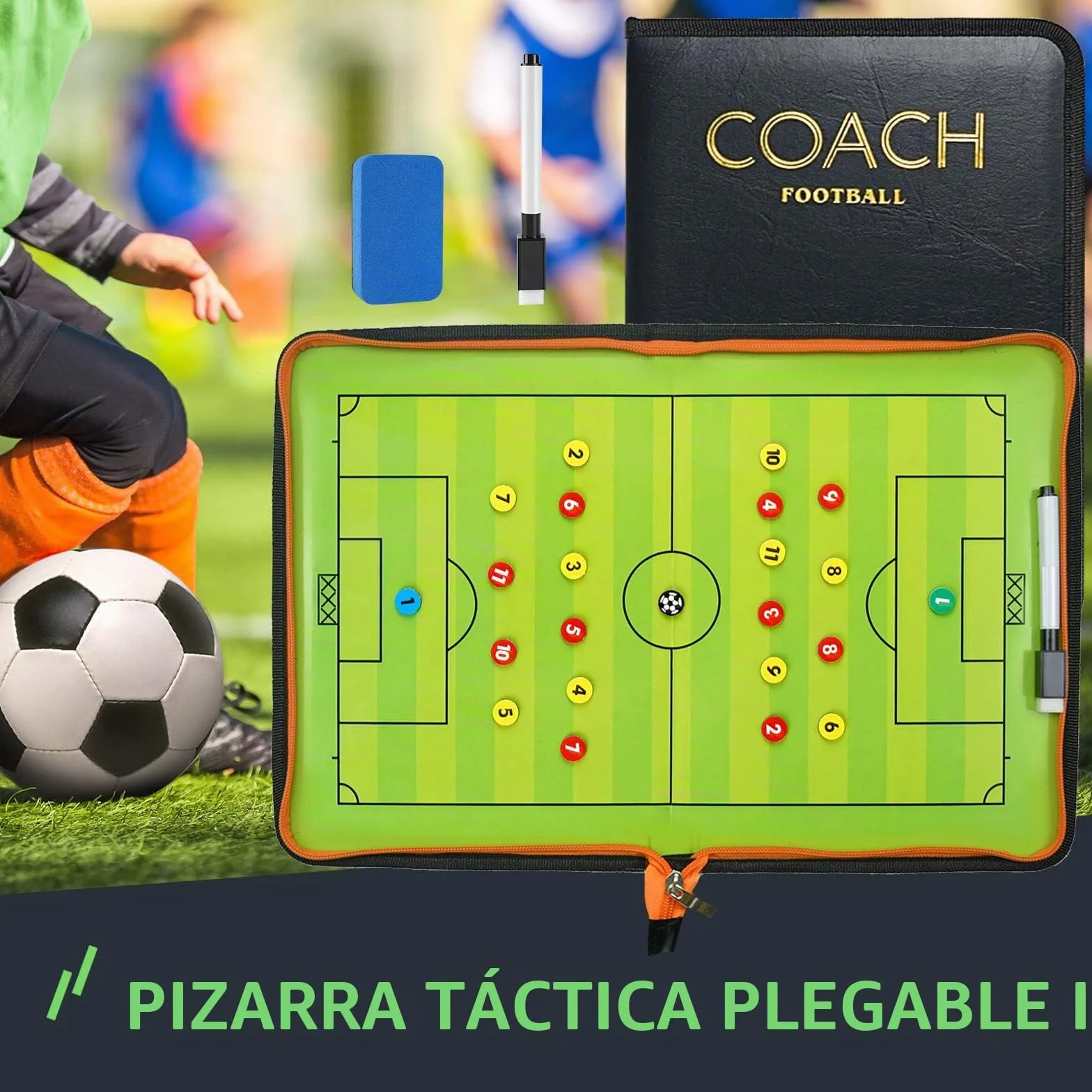 Pizarra Magnetica Futbol Entrenador con Imanes Lapiceros, Tablero de Tácticas de Fútbol para Entrenadores y Arbitros
