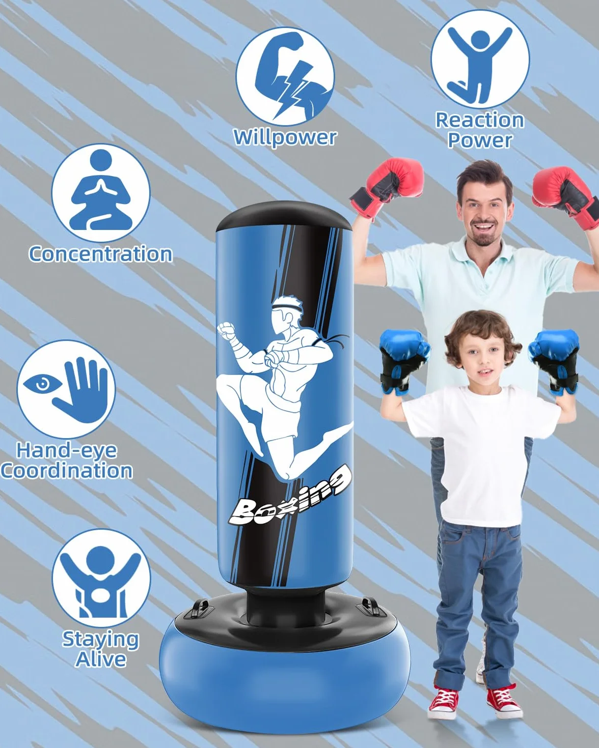 Saco de Boxeo Niños con Guantes 160cm Ninja para MMA Karate Taekwondo