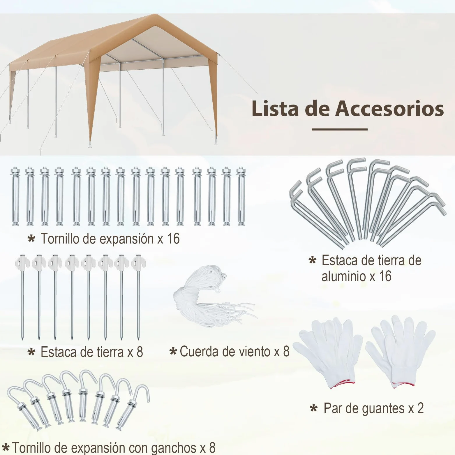 COSTWAY Carpa de Garaje Portátil 3x6m Estructura Metal Galvanizado Lona Exterior Coche Barco Fiesta