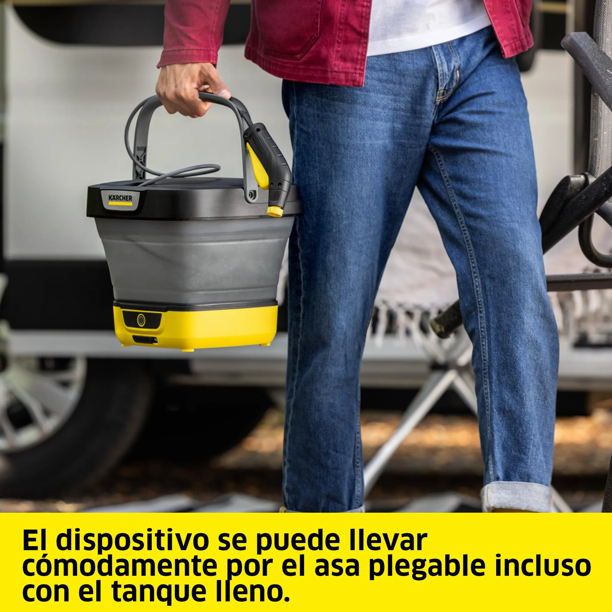 Kärcher hidrolimpiadora móvil OC 3 Foldable, Limpieza para Bicicleta, Camping y jardín, Baja presión, batería de Ion de Litio, depósito de Agua Plegable: 8 l, Boquilla de Chorro Plano/Chorro puntual