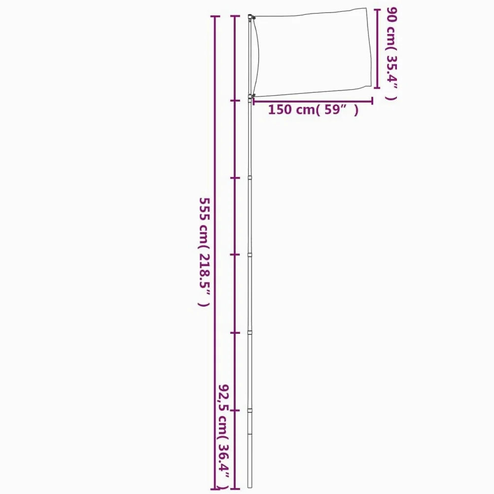 SKM Bandera holandesa con mástil de aluminio de 5,55 m, peso: 2,72 kg, 3147116