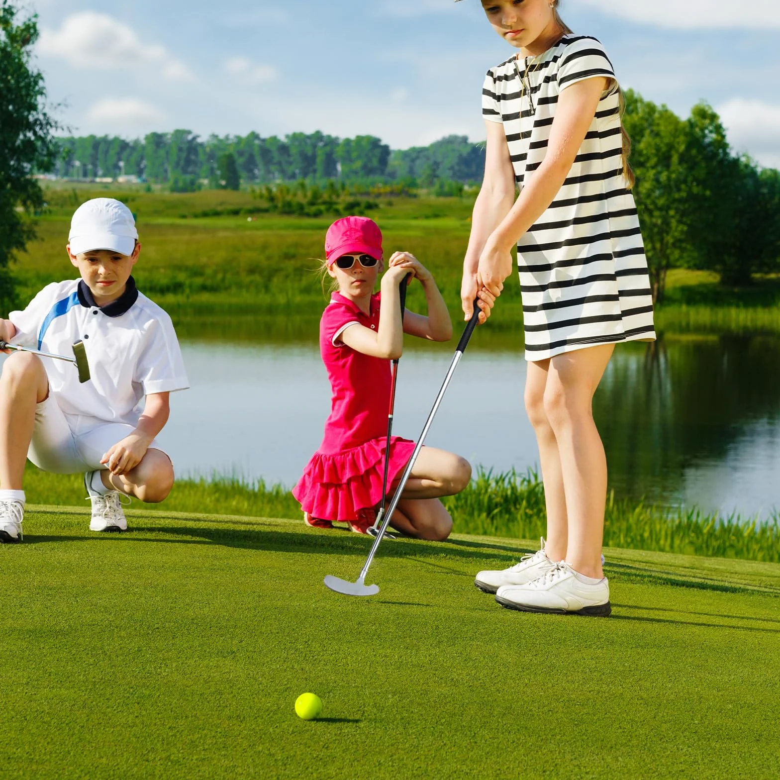Putter de golf portátil kit de práctica con pelota desmontable