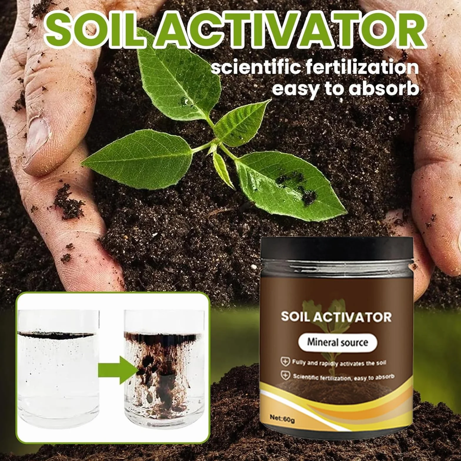 Abono Orgánico,Orgánica Del Suelo Activada,Activador De Suelo,Penetrante Del Suelo,Activador De Suelo Biológico Para Camas De Jardín Elevadas,Mezcla De Macetas,Césped Y Jardines