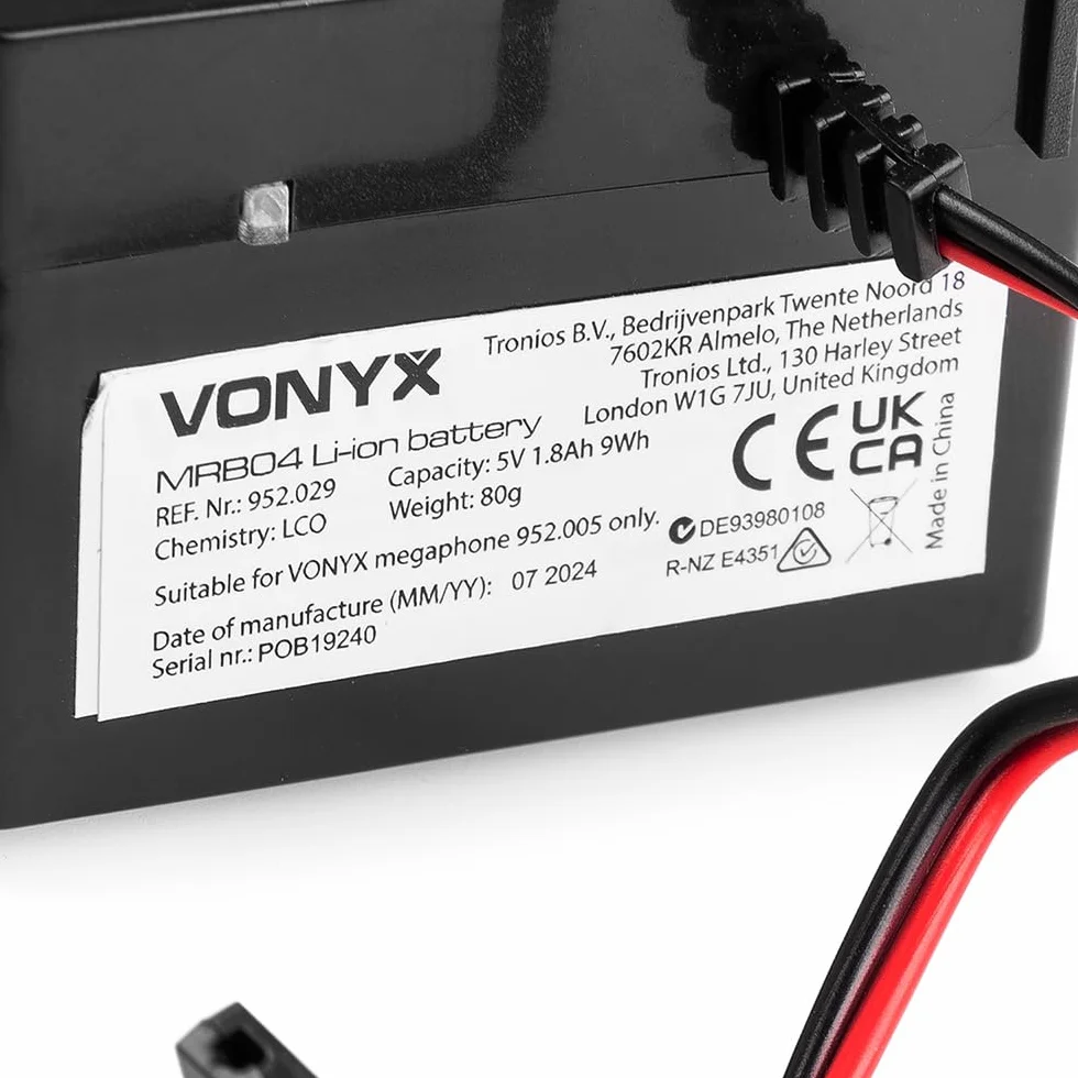 Batería Recargable de Iones de Litio 5V Vonyx MRB04 para megáfono MEG025