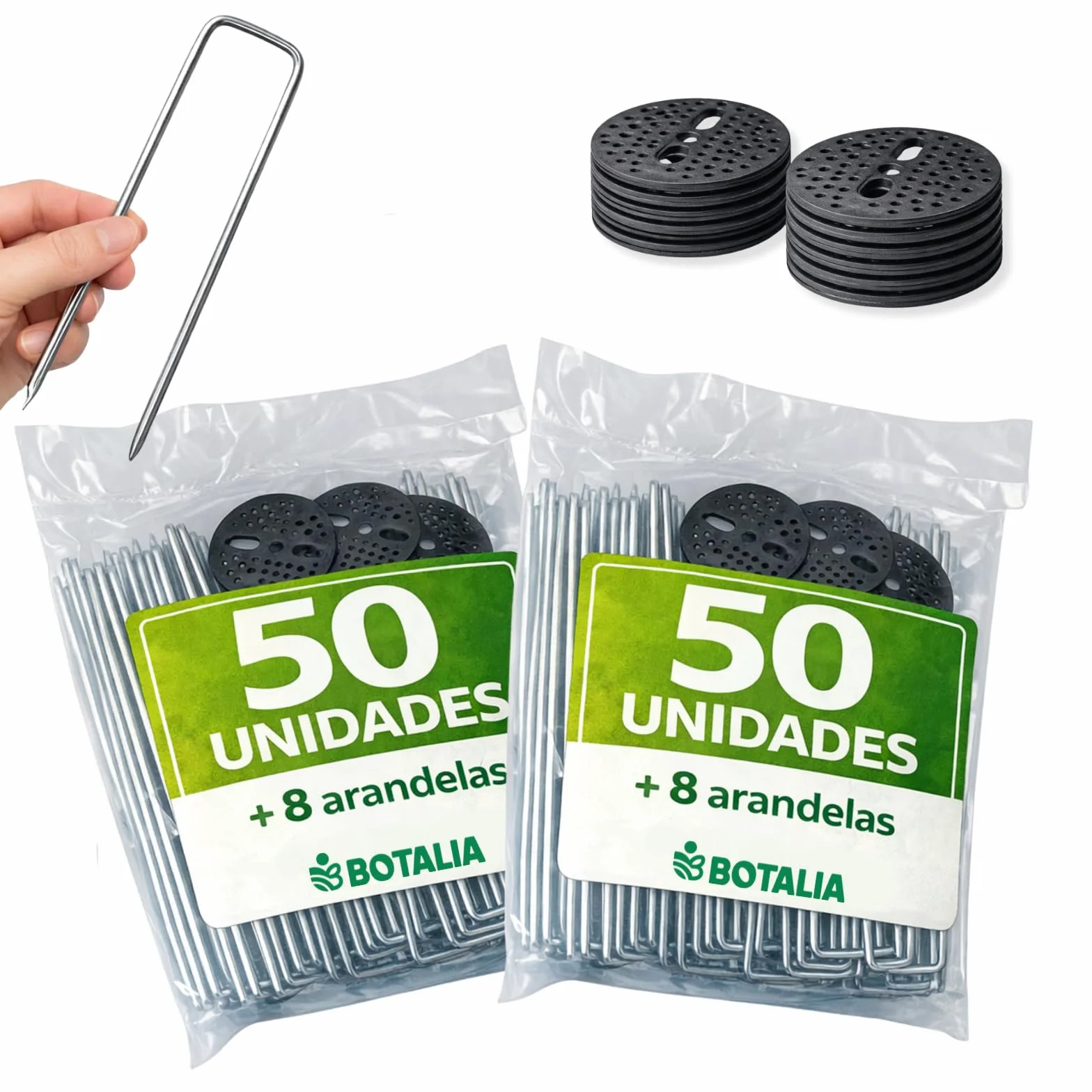 PLANTAWA Piquetas de Metal 100 Unidades | Anclaje para césped Artificial, Malla antihierbas y Lonas de jardín | Fijación Resistente, instalación rápida y sujeción Estable en Todo Tipo de terrenos