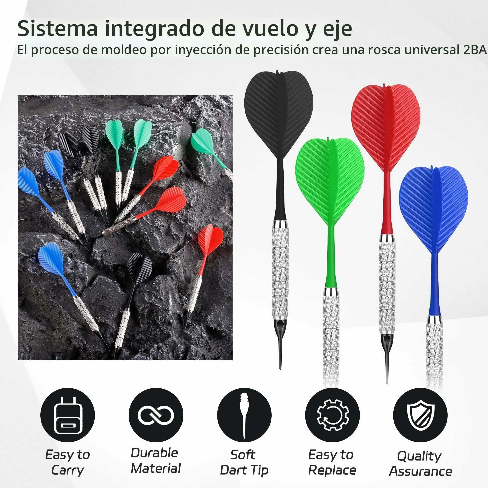 CyeeLife Dardos con punta de plástico, juego de 12 dardos blandos con 100 puntas para diana electrónica