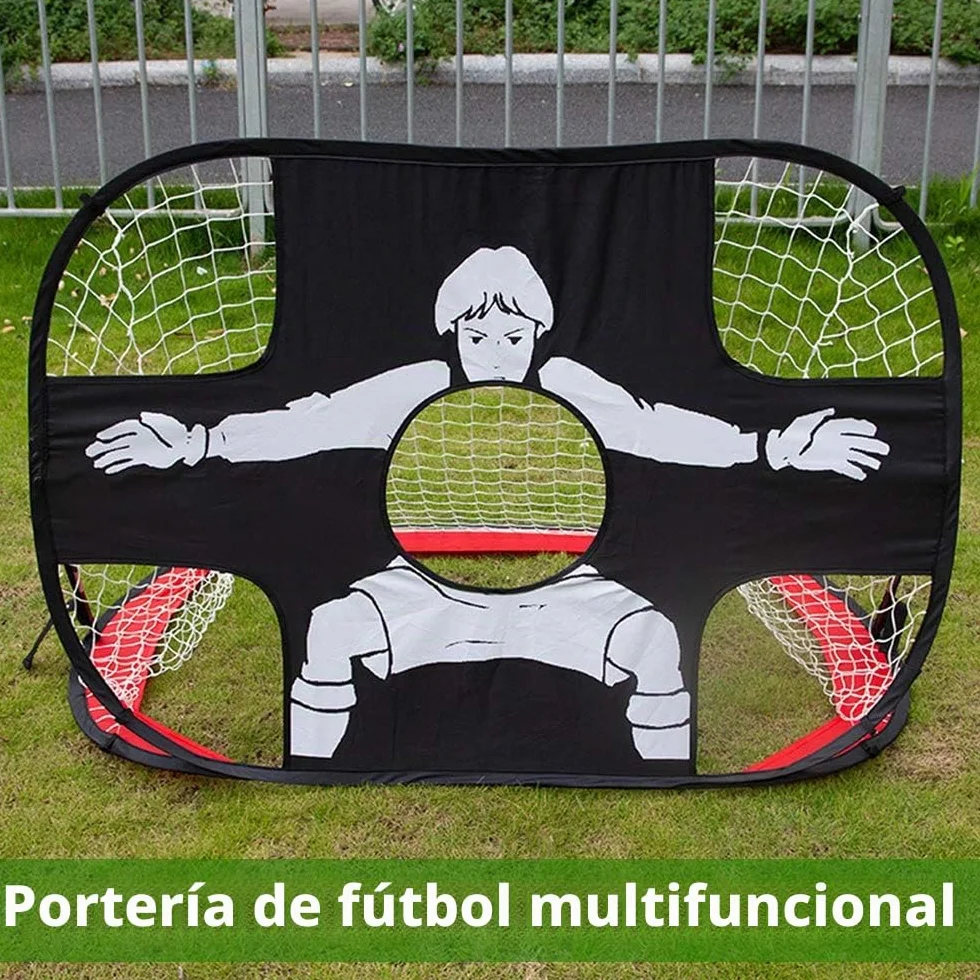 Portería de fútbol infantil 2 en 1 plegable con paño objetivo y bolsa de transporte