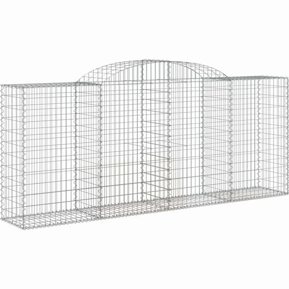 Gaviones con arco 2 unidades de hierro galvanizado 300x50x120/140cm para barrera de jardín y protección visual como pared decorativa de gaviones con aislamiento acústico de alambre robusto