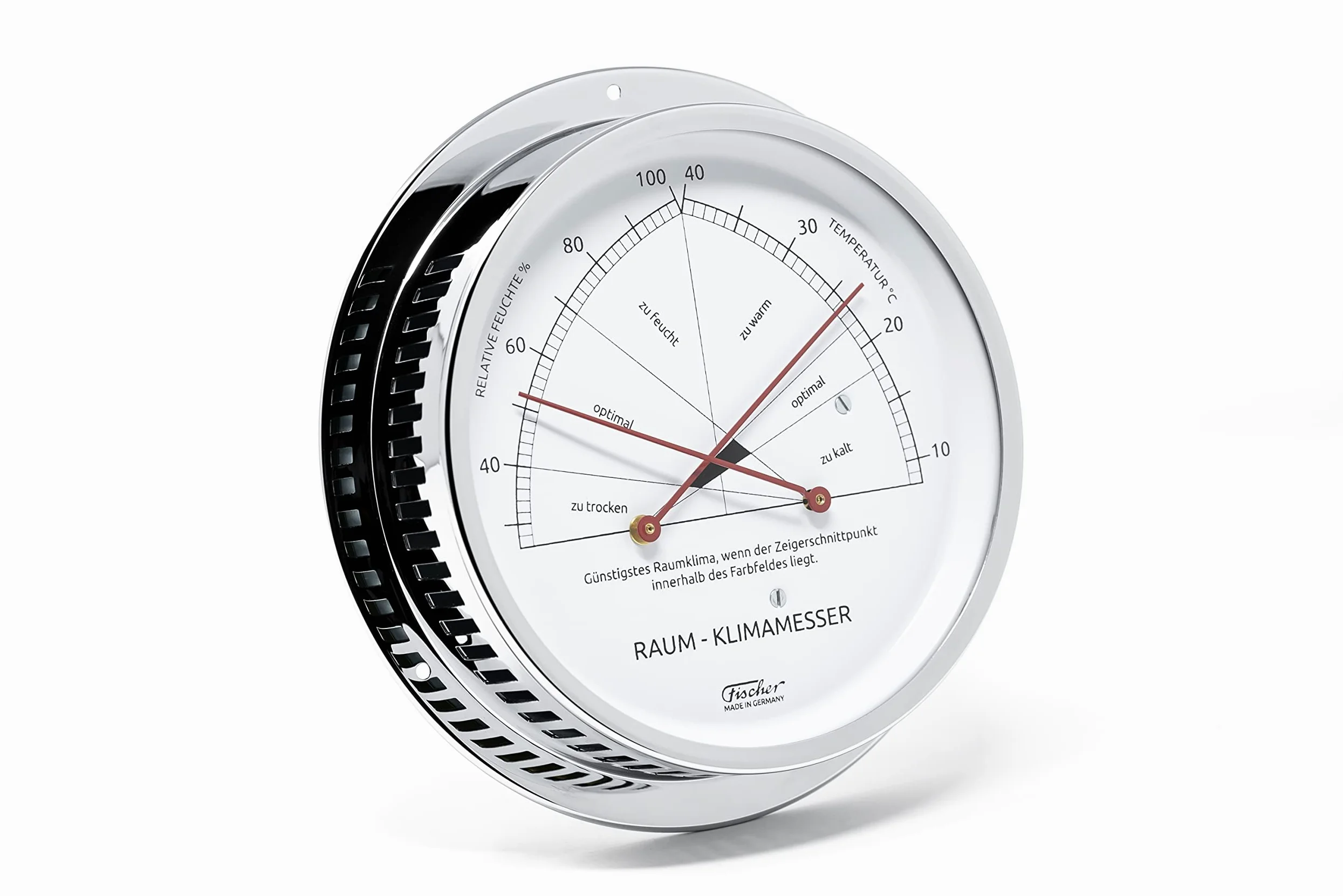 Fischer 5091-47 – Medidor de aire ambiente – Higrómetro sintético de 155 mm y termómetro bimetálico de latón fabricado en Alemania