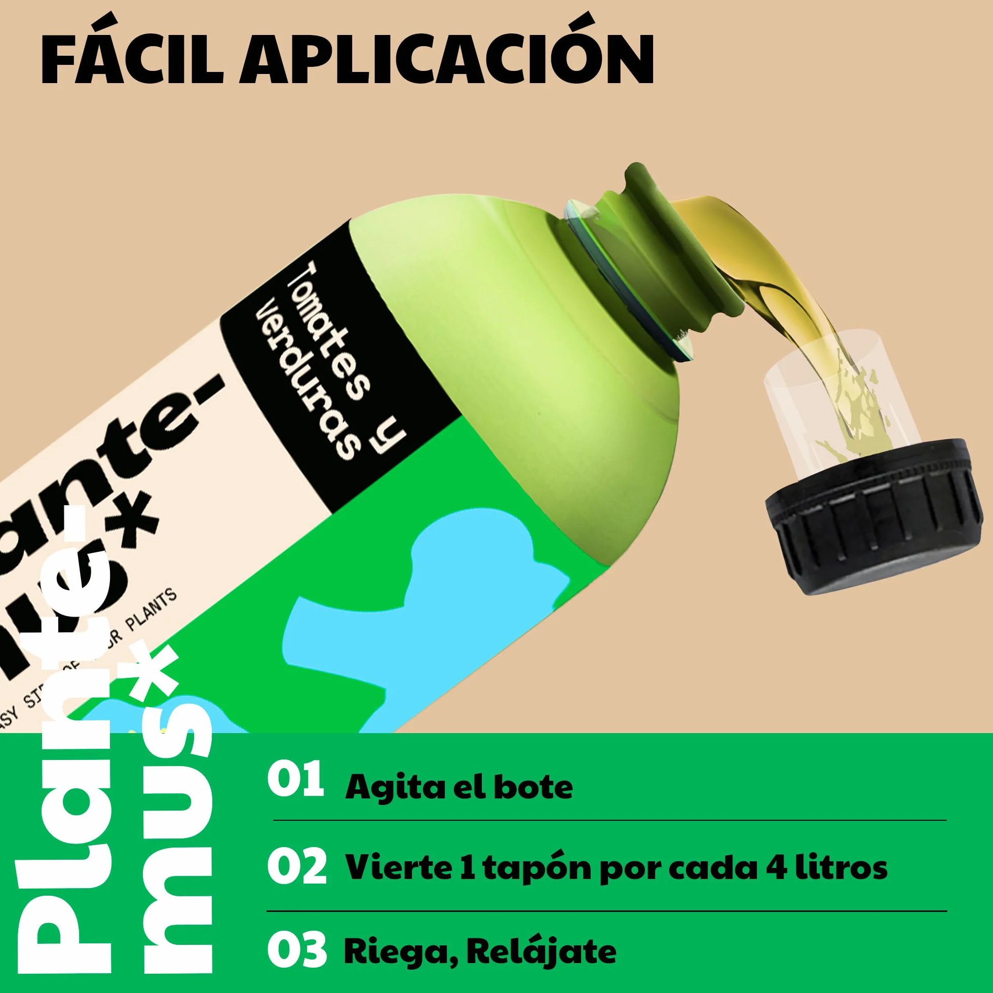 PLANTEMUS Abono Huerto para Tomates, Pimientos, Fresas, Hortalizas, Verduras. Fertilizante Granulado Azul para Cosechas Abundantes (Huerto BiOrganic 1L)