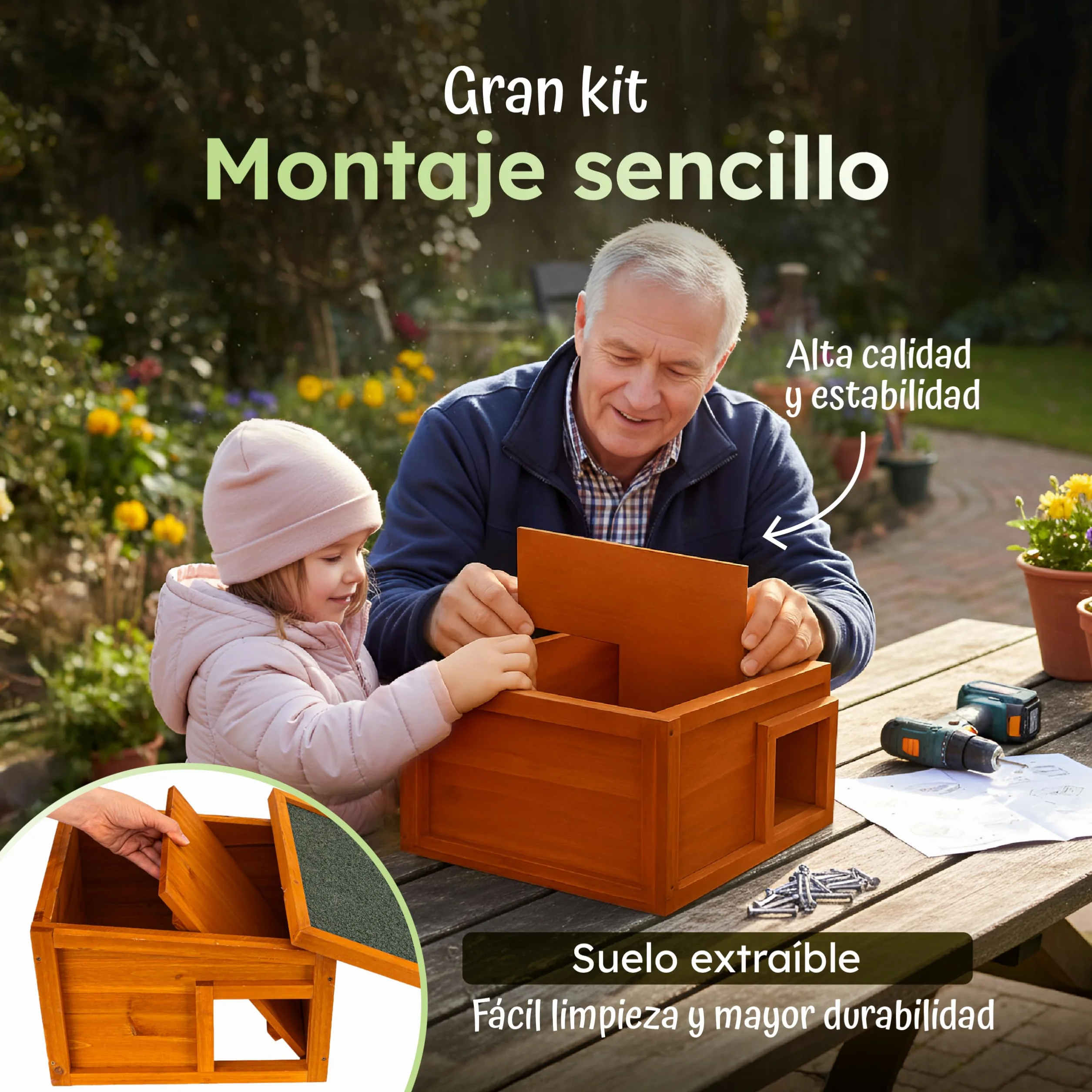 Moorland Casa de hibernación para erizos – Refugio de Invierno en Madera FSC 40×34 cm, Entrada laberíntica ventilada, Base, Techo extraíble, Resistente a la Intemperie para jardín