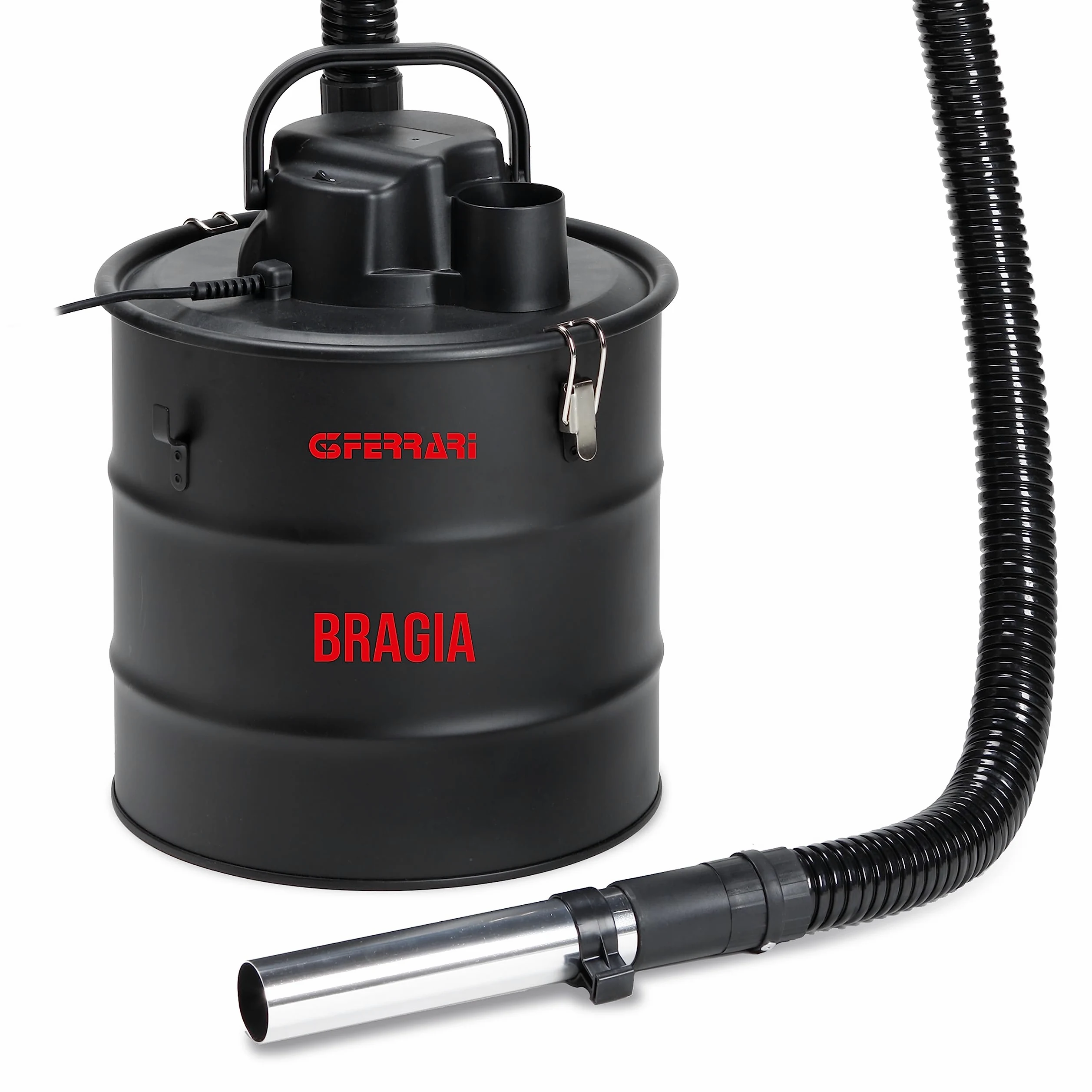 G3 Ferrari G90032 Aspirador de cenizas "Bragia", 1000 W, 18 Kpa, Filtro Hepa, Capacidad 18 litros, Gancho para accesorios, Estructura metálica, Negro
