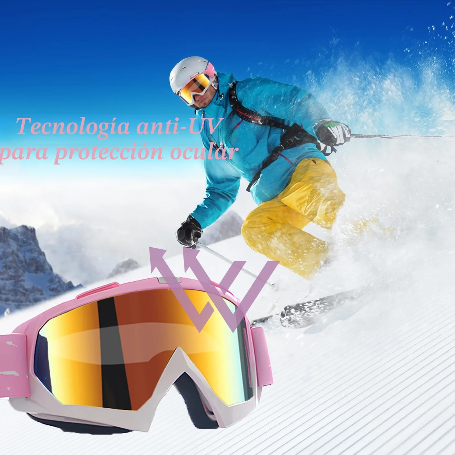 DONGZQAN Skibrille Damen Rosa OTG Mit Schaumstoffpolsterung Outdoor