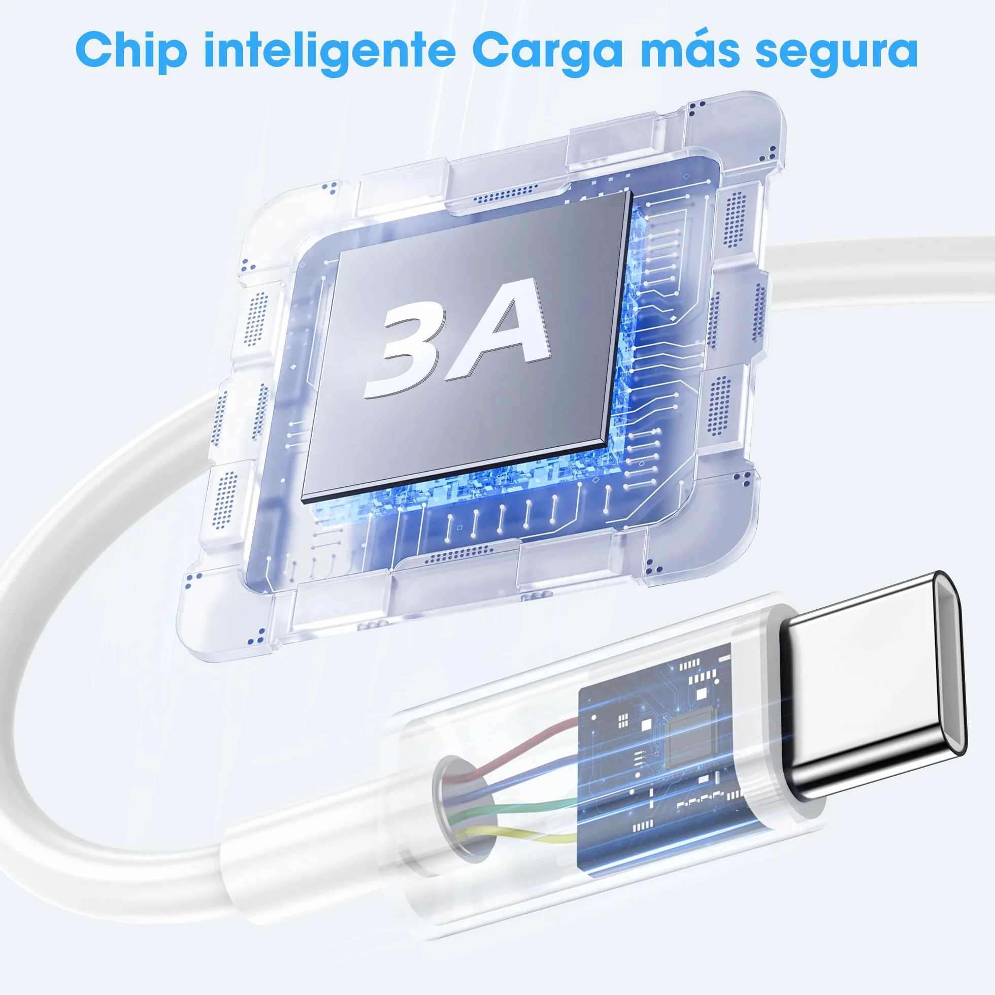 BSTOEM Cable Cargador para iPhone Carga Rápida MFi Certificado 2 Unidades 1M+2M USB-A a Lightning Blanco