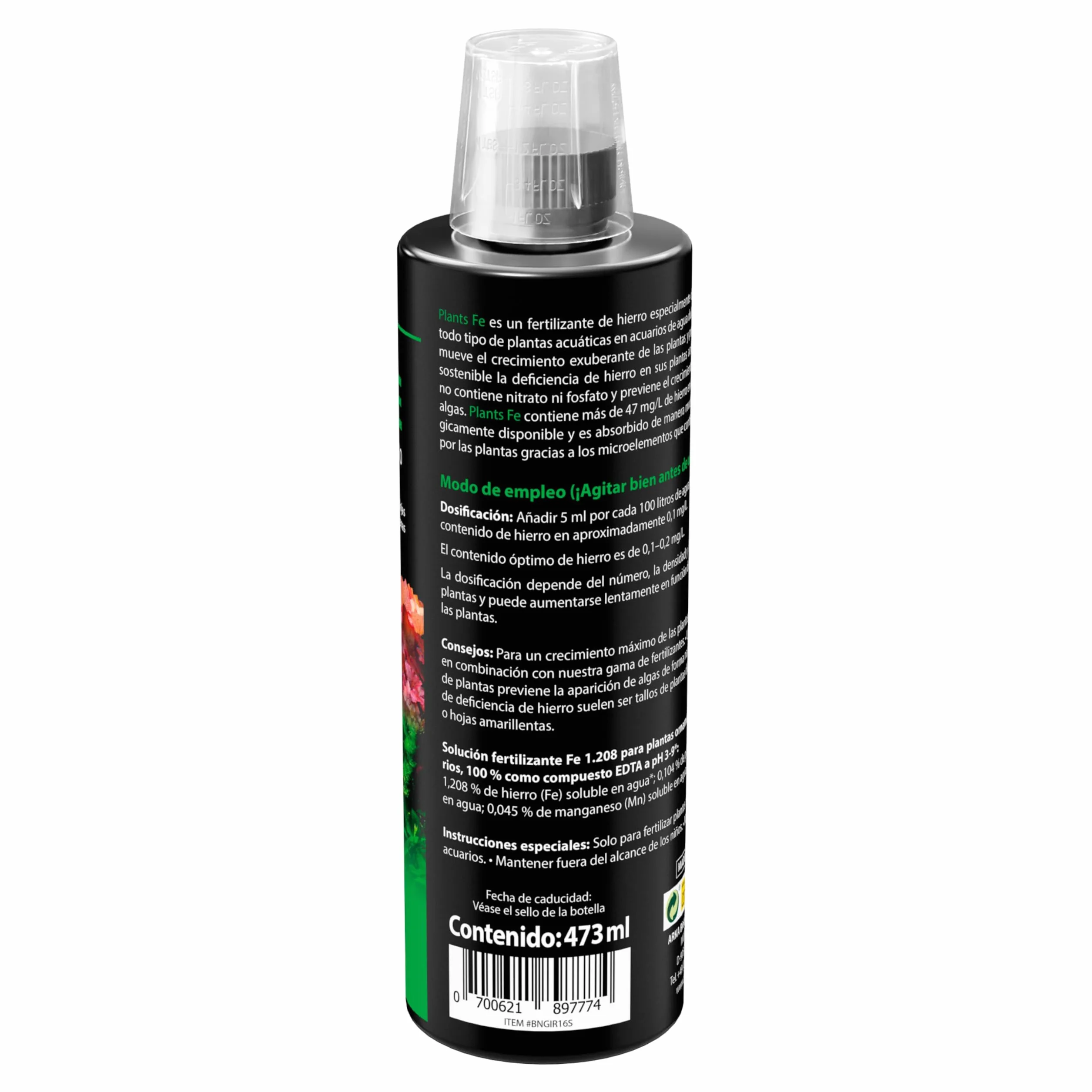 Abono de Hierro Acuario 473 ml – ARKA Plants FE – Fertilizante semanal contra Hojas Amarillas – para Plantas Verdes y sanas – sin nitratos ni fosfatos – Ideal Acuario plantado de Agua Dulce