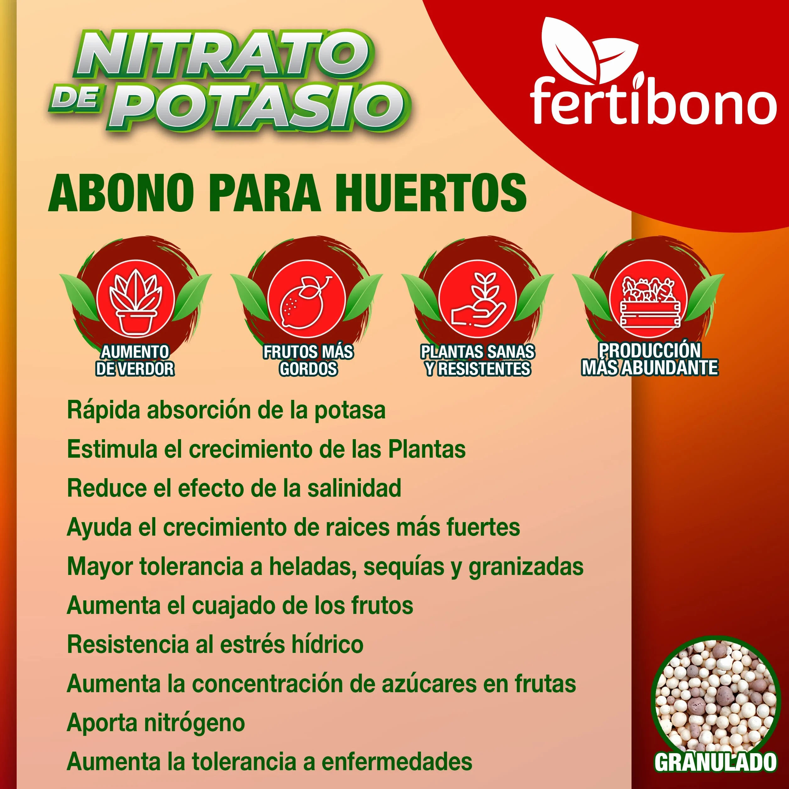 FERTIBONO, Nitrato de potasio,Puro (KNO3) 13-00-46, Huerto, Tomates, Melones,Frutales, Arboles (2,5.0)
